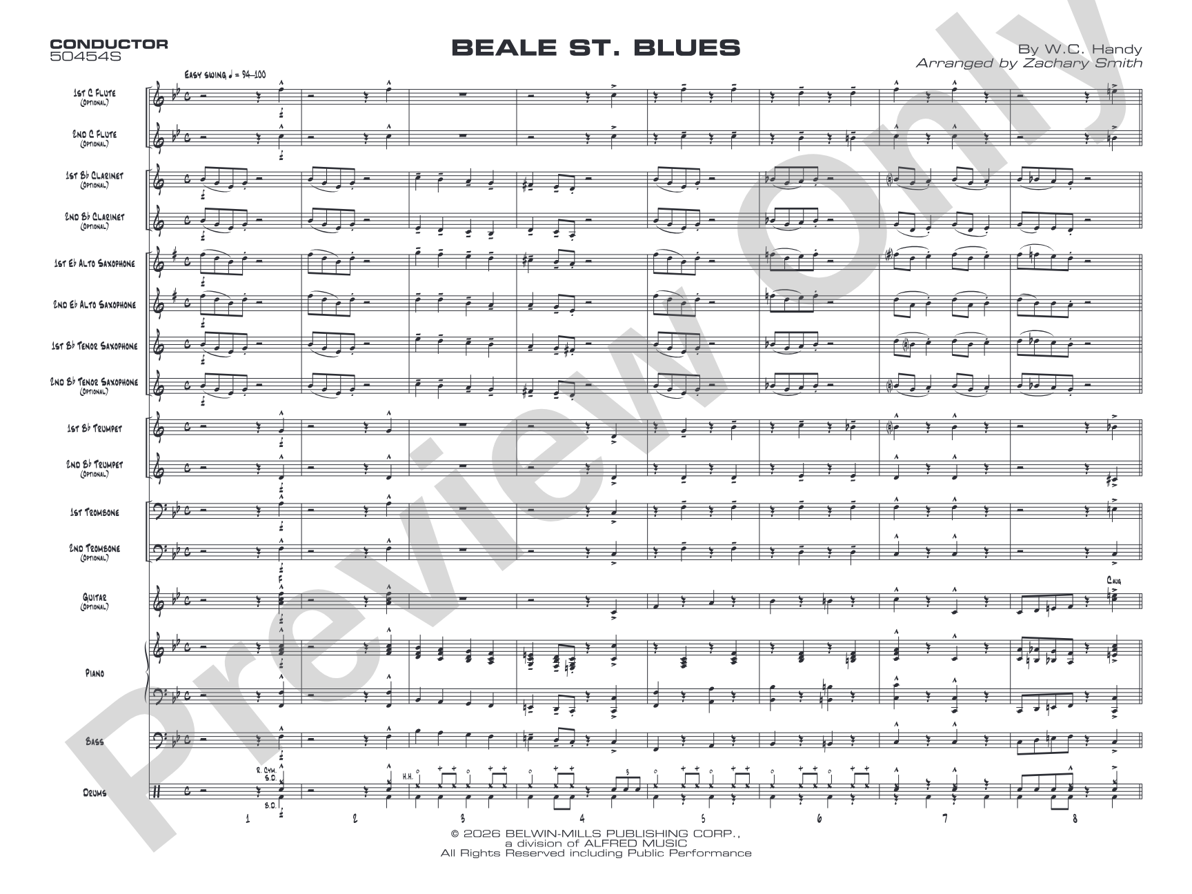 Beale St. Blues: Jazz Ensemble Conductor Score & Parts