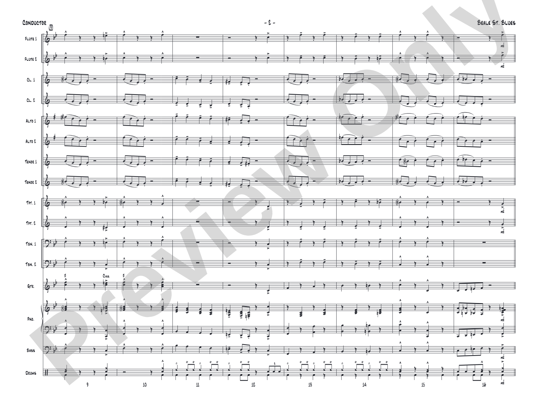Beale St. Blues: Jazz Ensemble Conductor Score & Parts