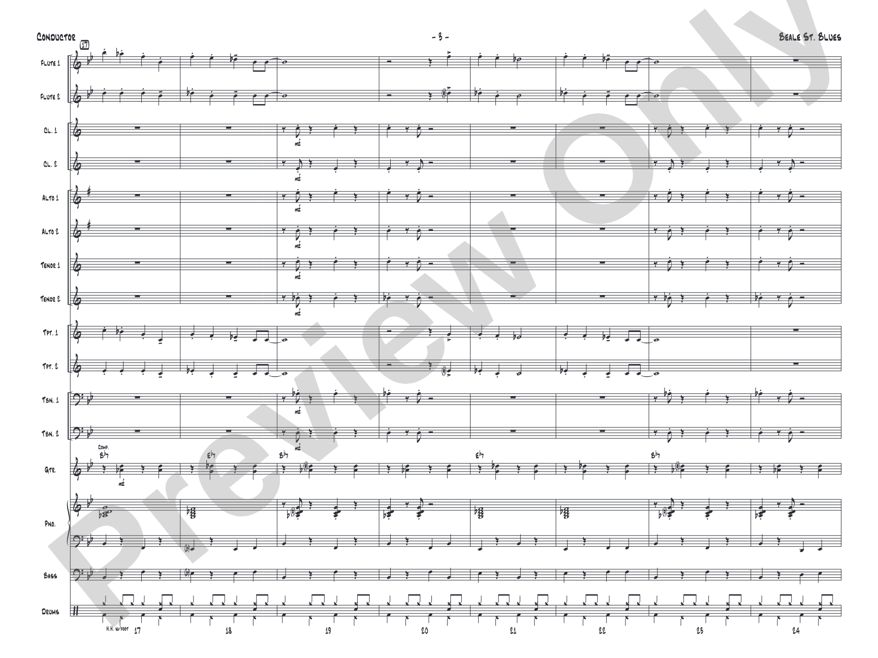 Beale St. Blues: Jazz Ensemble Conductor Score & Parts