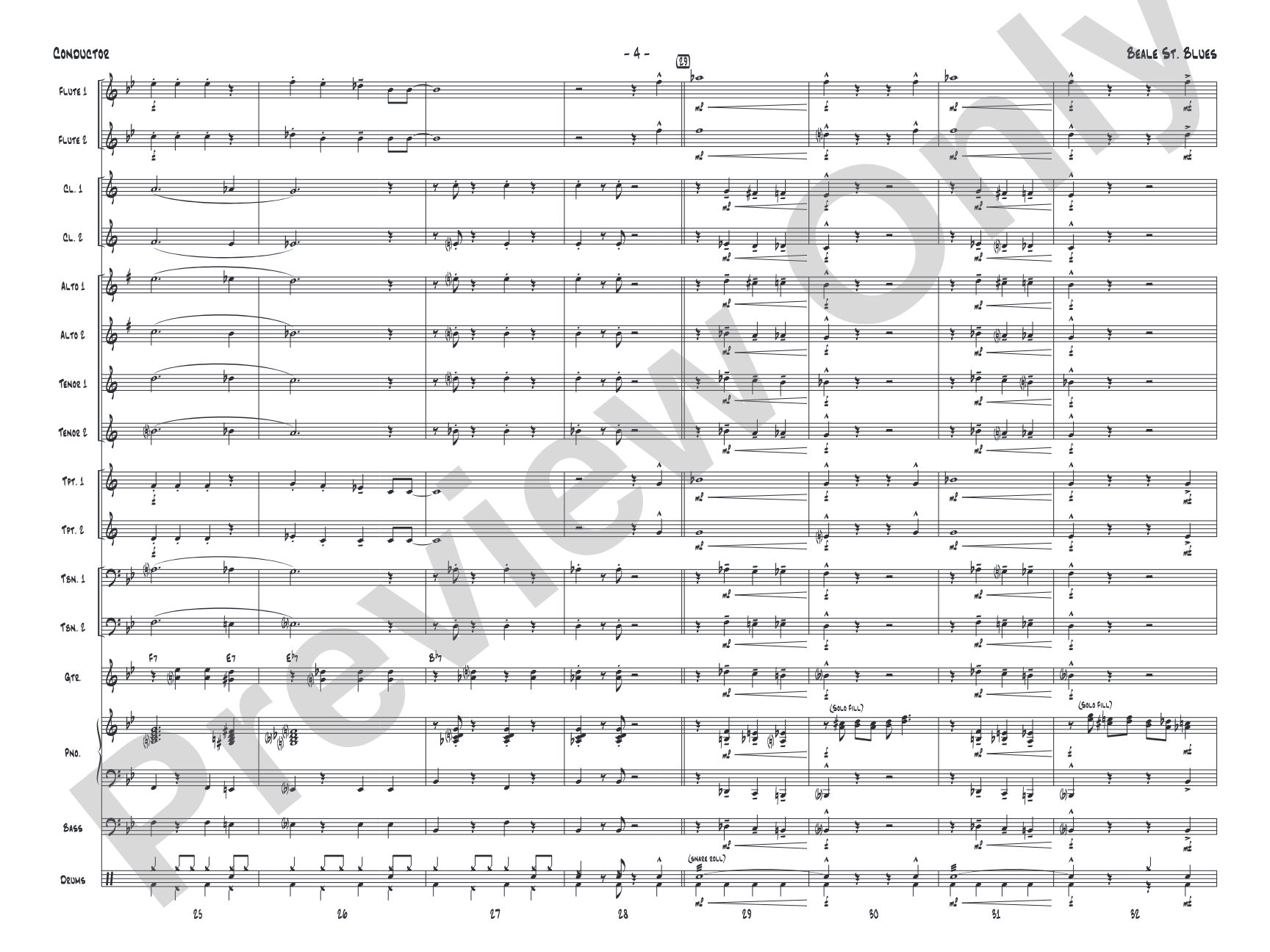 Beale St. Blues: Jazz Ensemble Conductor Score & Parts