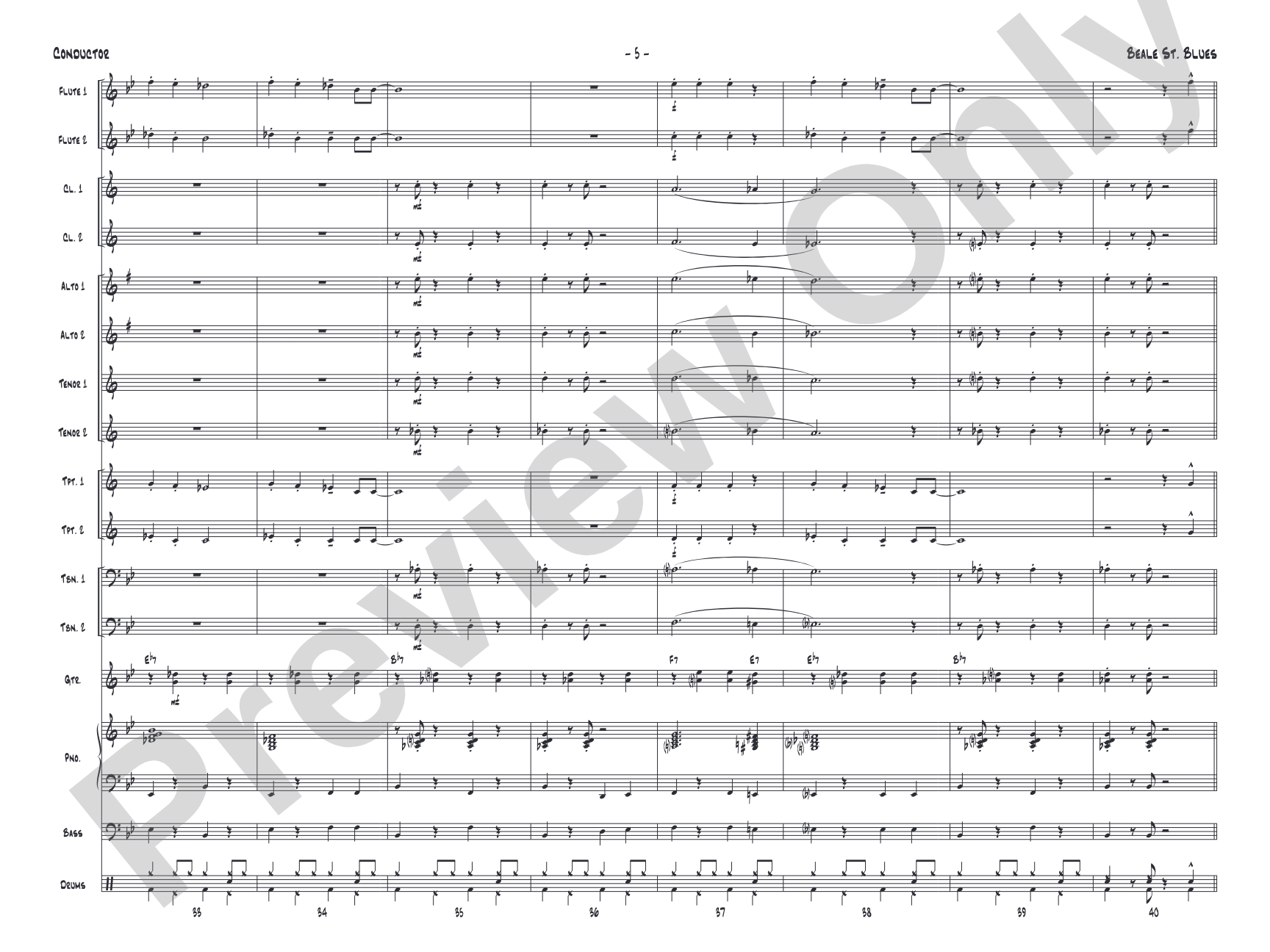 Beale St. Blues: Jazz Ensemble Conductor Score & Parts