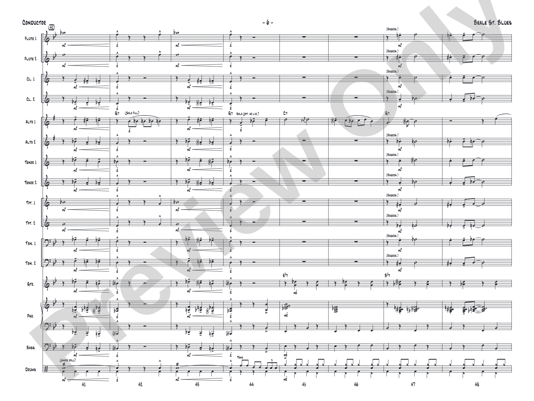 Beale St. Blues: Jazz Ensemble Conductor Score & Parts