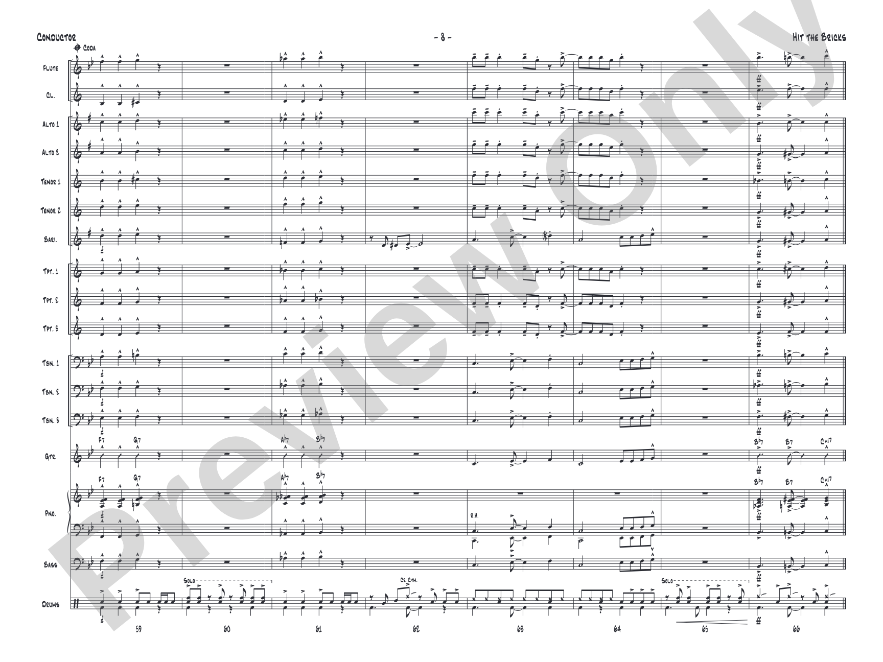 Hit the Bricks: Jazz Ensemble Conductor Score & Parts