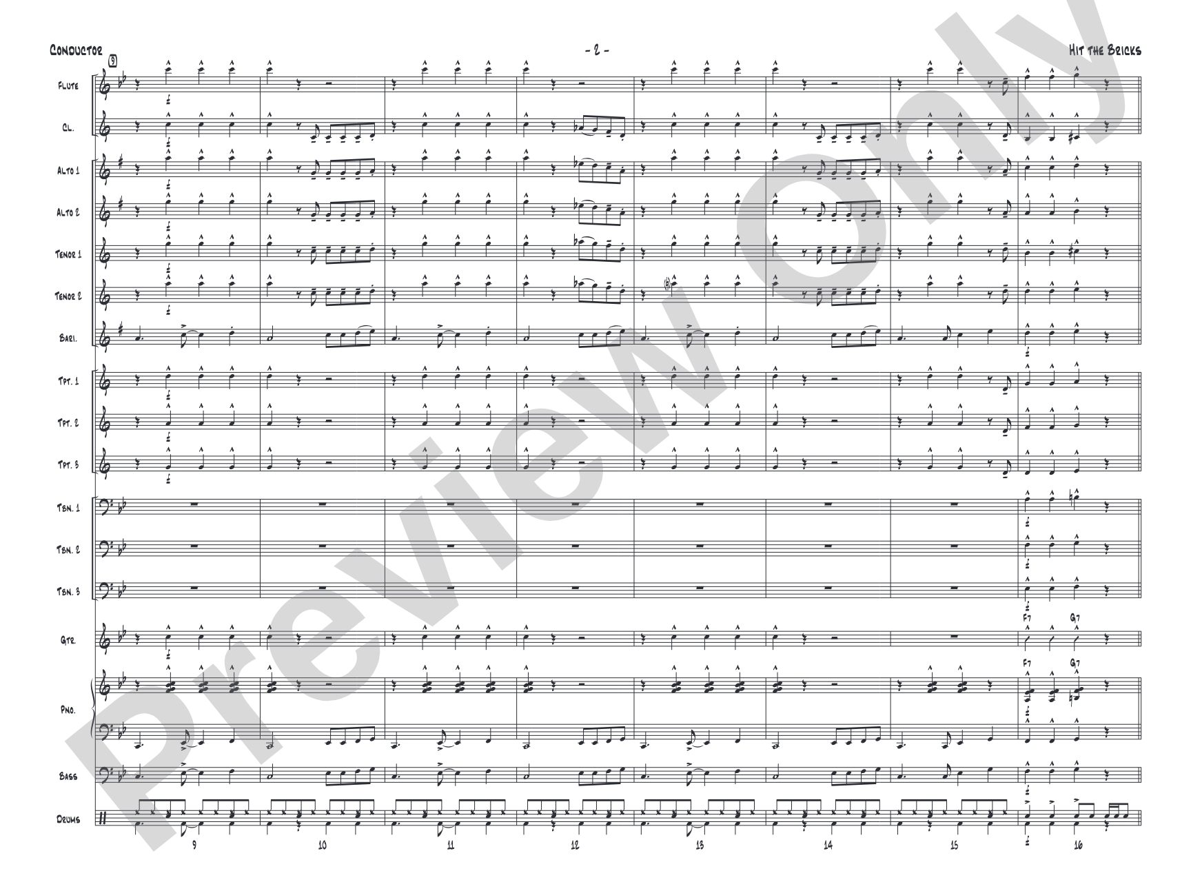 Hit the Bricks: Jazz Ensemble Conductor Score & Parts