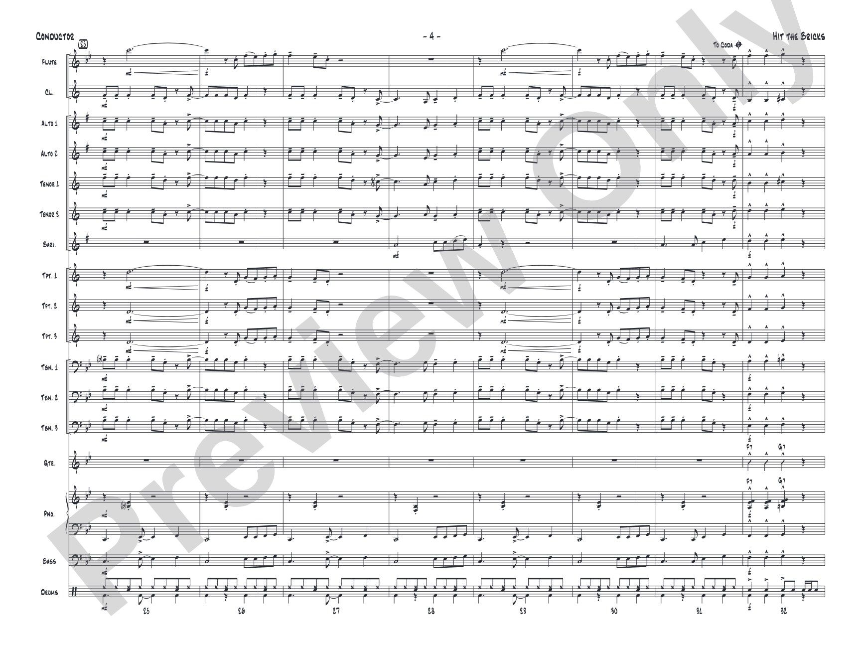 Hit the Bricks: Jazz Ensemble Conductor Score & Parts