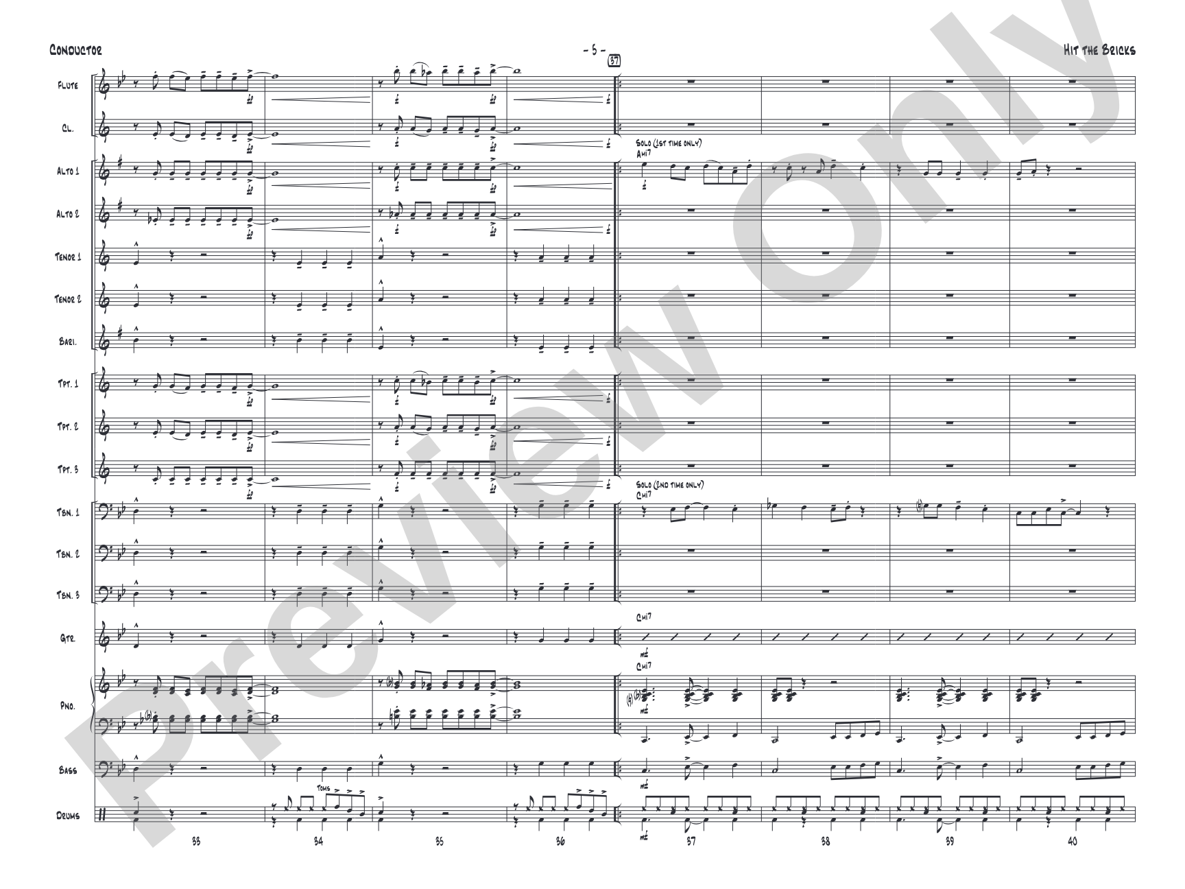Hit the Bricks: Jazz Ensemble Conductor Score & Parts