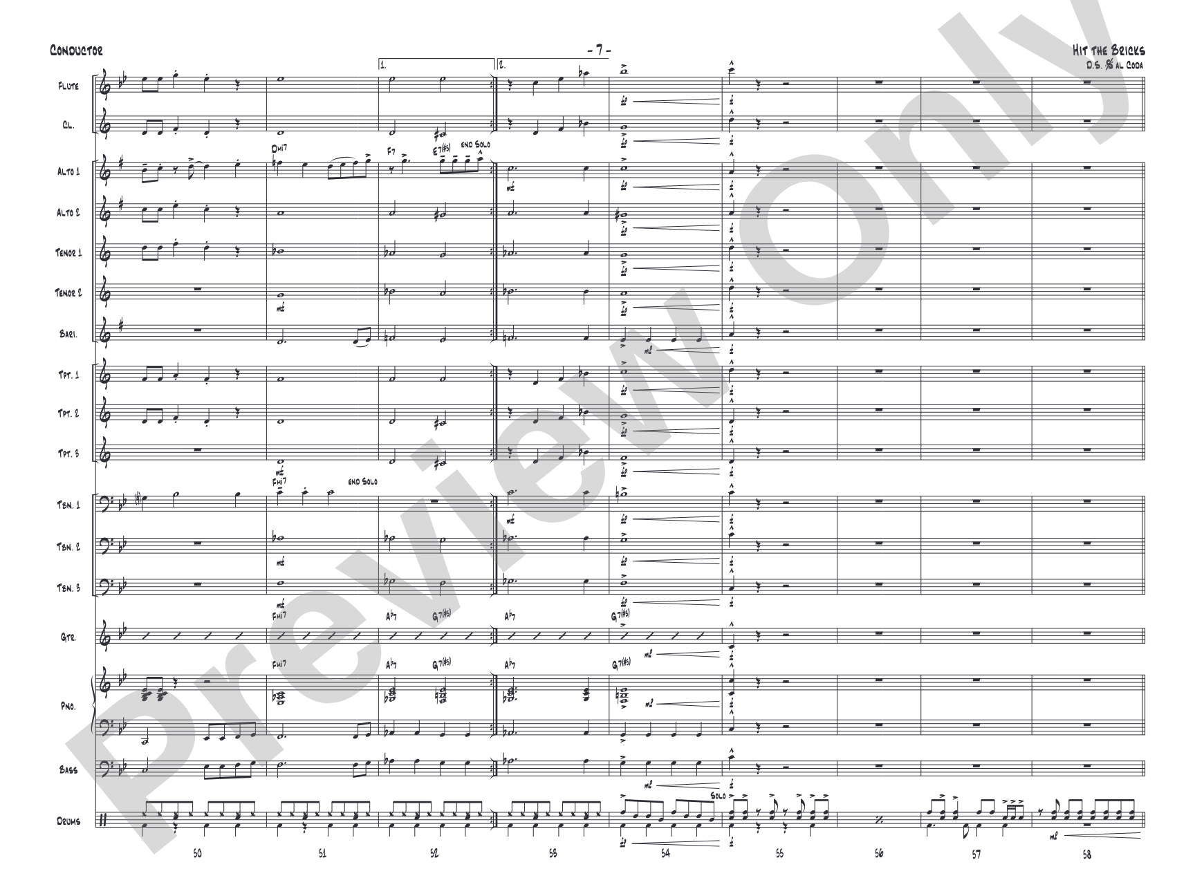 Hit the Bricks: Jazz Ensemble Conductor Score & Parts