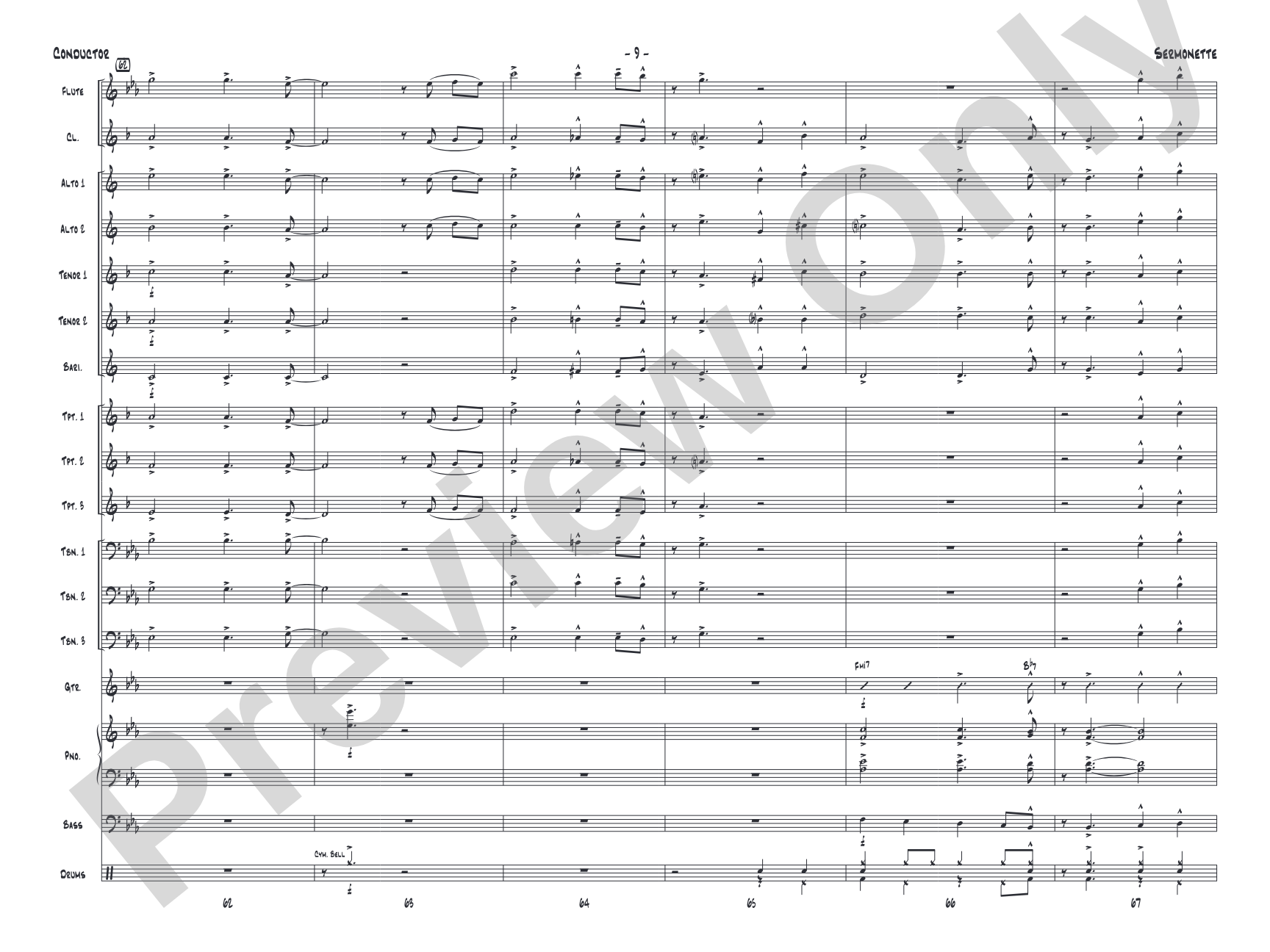 Sermonette: Jazz Ensemble Conductor Score & Parts