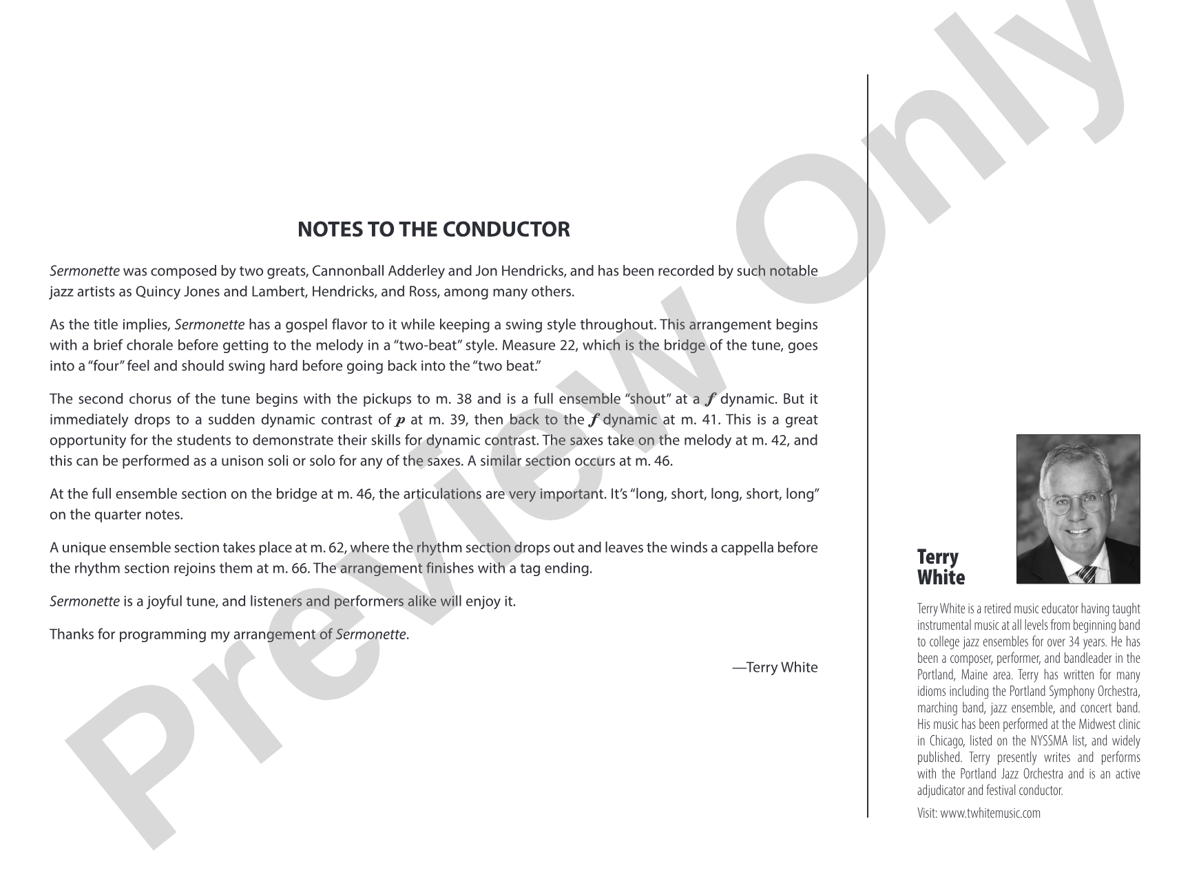 Sermonette: Jazz Ensemble Conductor Score & Parts