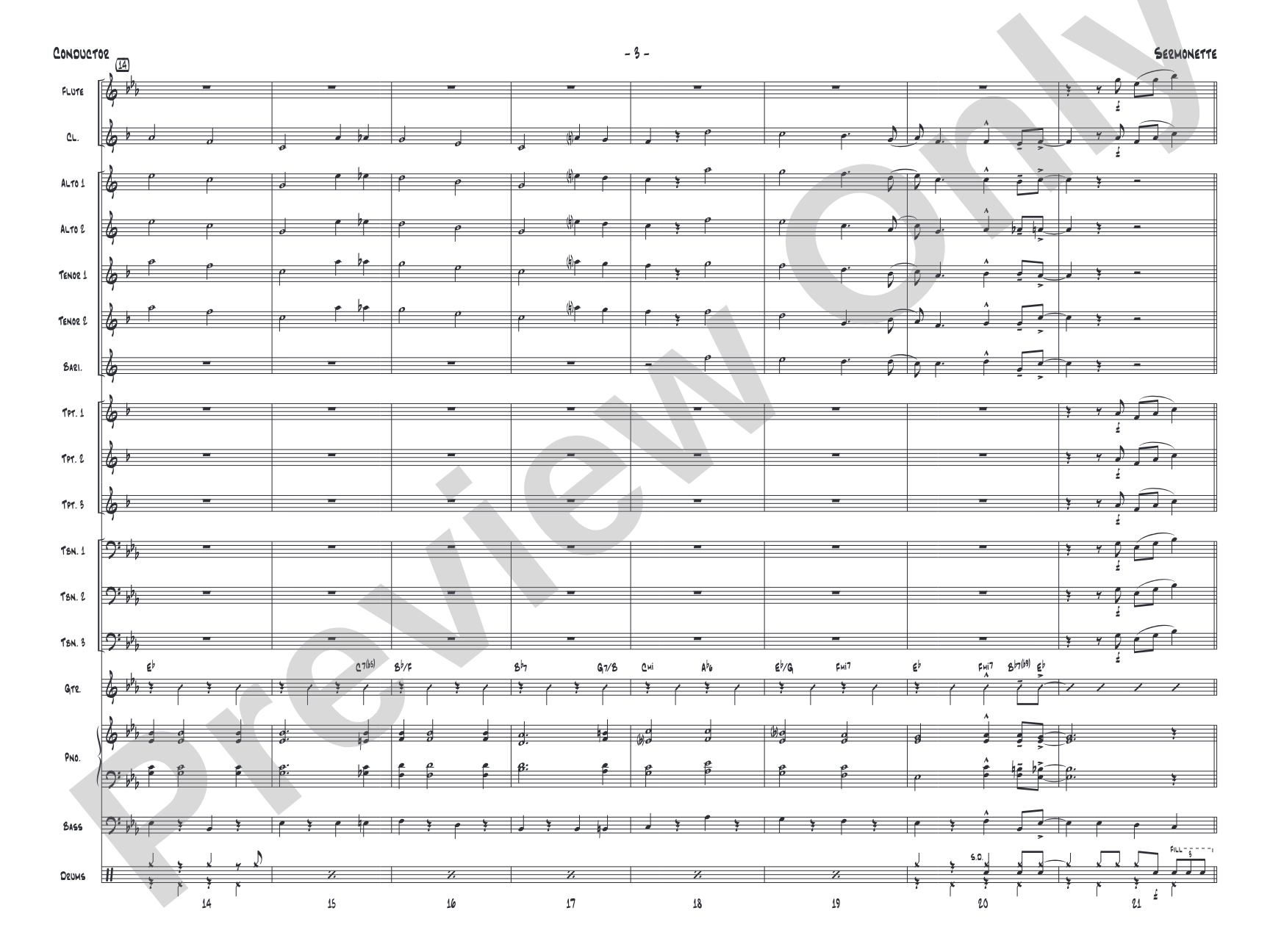 Sermonette: Jazz Ensemble Conductor Score & Parts
