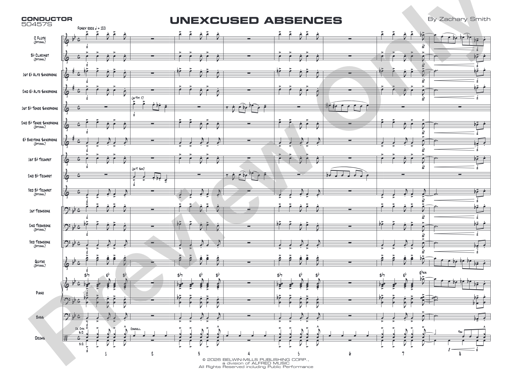 Unexcused Absences: Jazz Ensemble Conductor Score & Parts