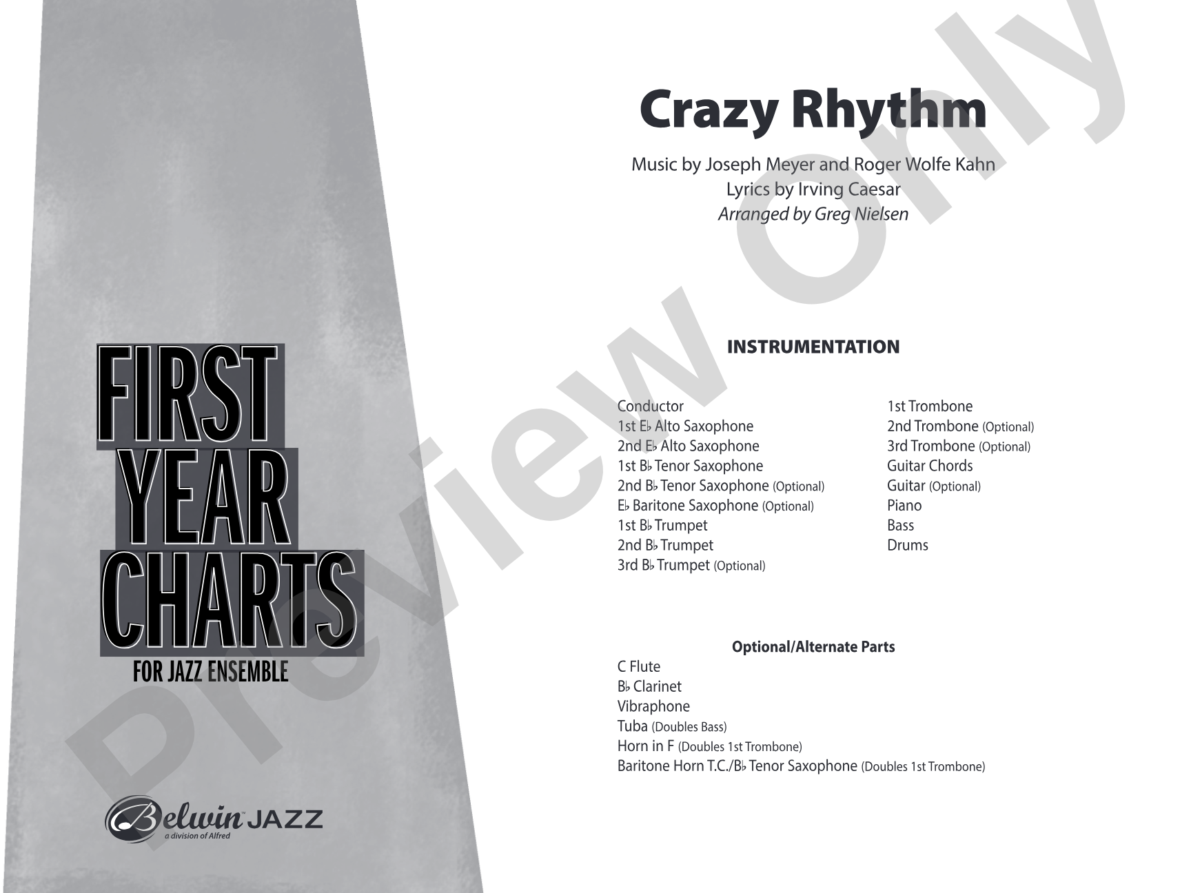 Crazy Rhythm: Jazz Ensemble Conductor Score & Parts