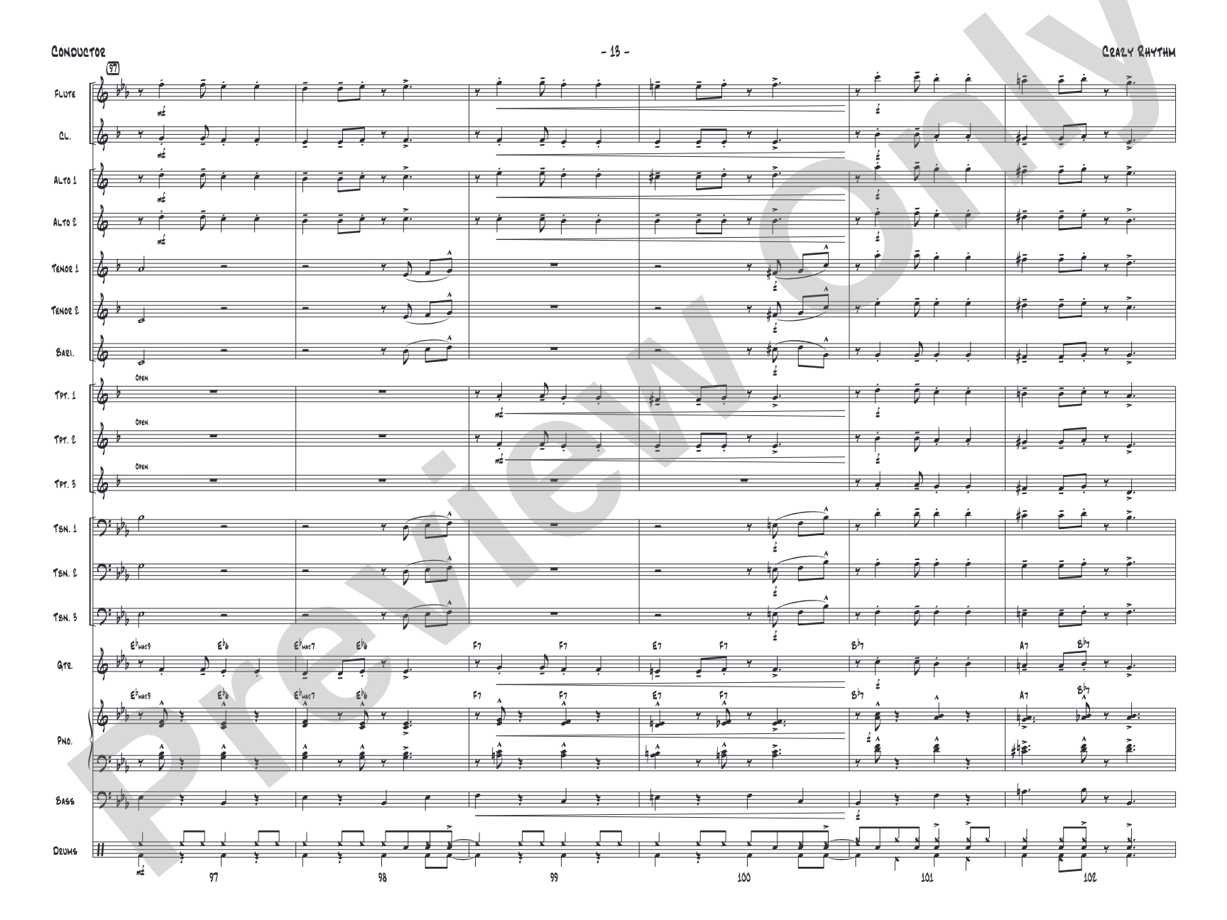 Crazy Rhythm: Jazz Ensemble Conductor Score & Parts