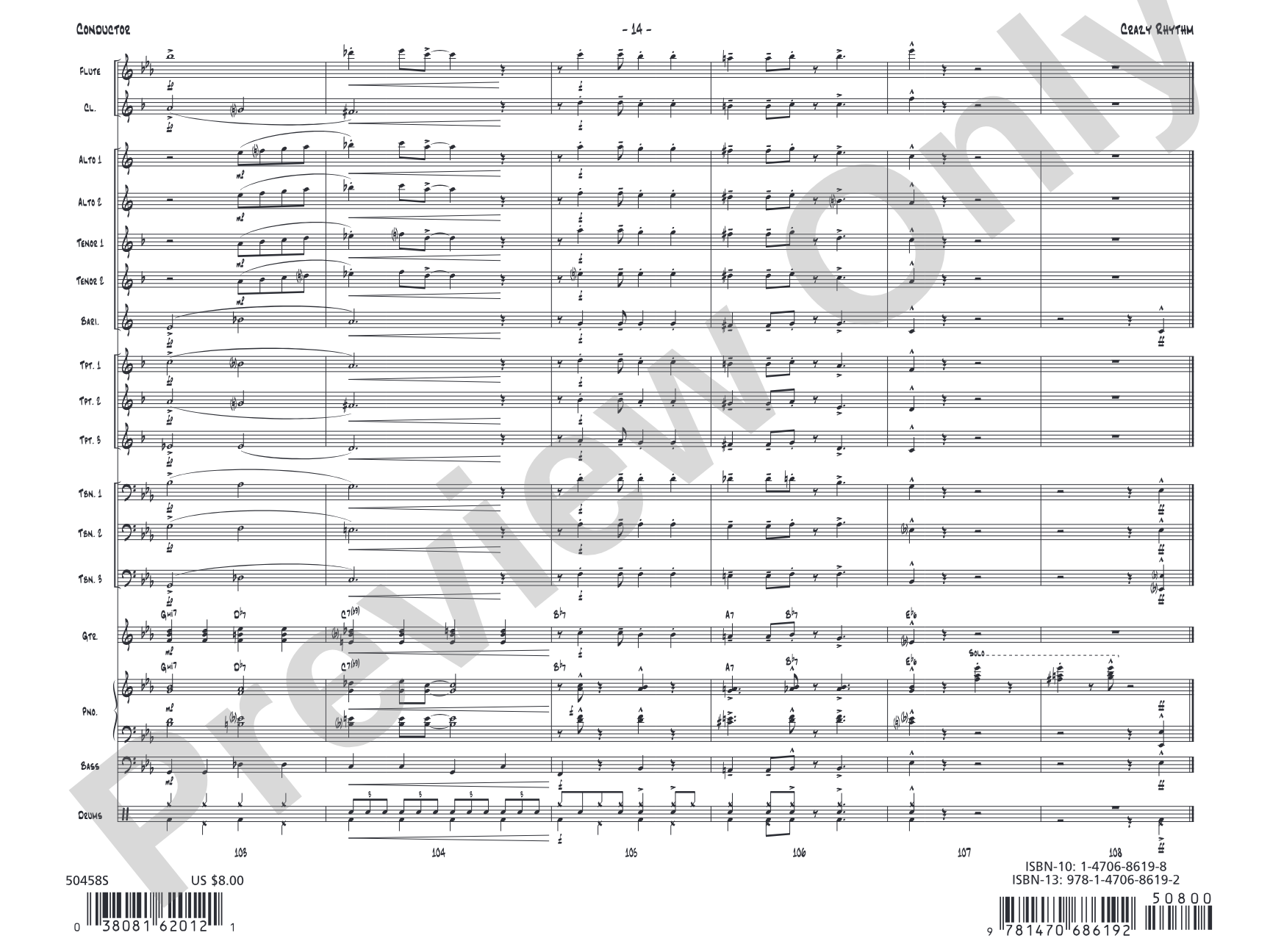 Crazy Rhythm: Jazz Ensemble Conductor Score & Parts