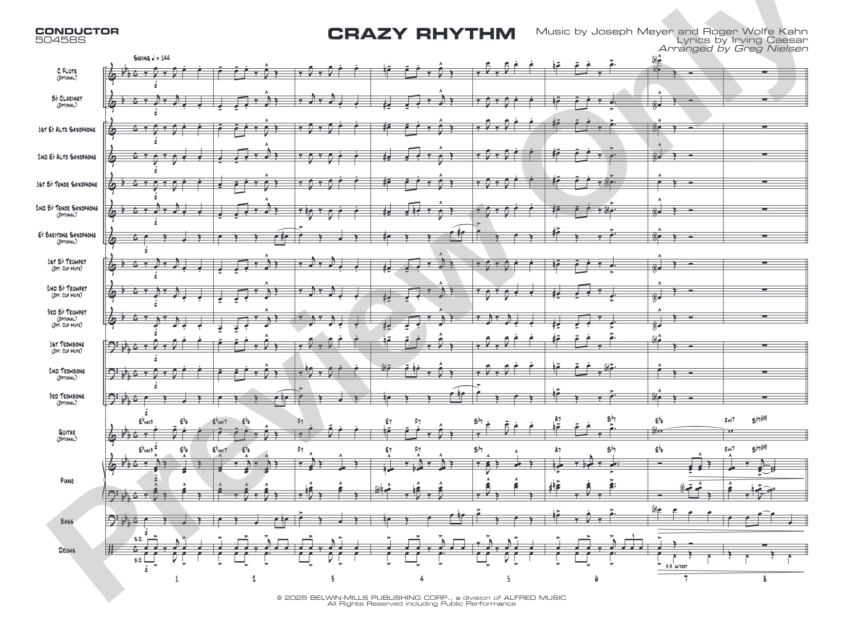 Crazy Rhythm: Jazz Ensemble Conductor Score & Parts