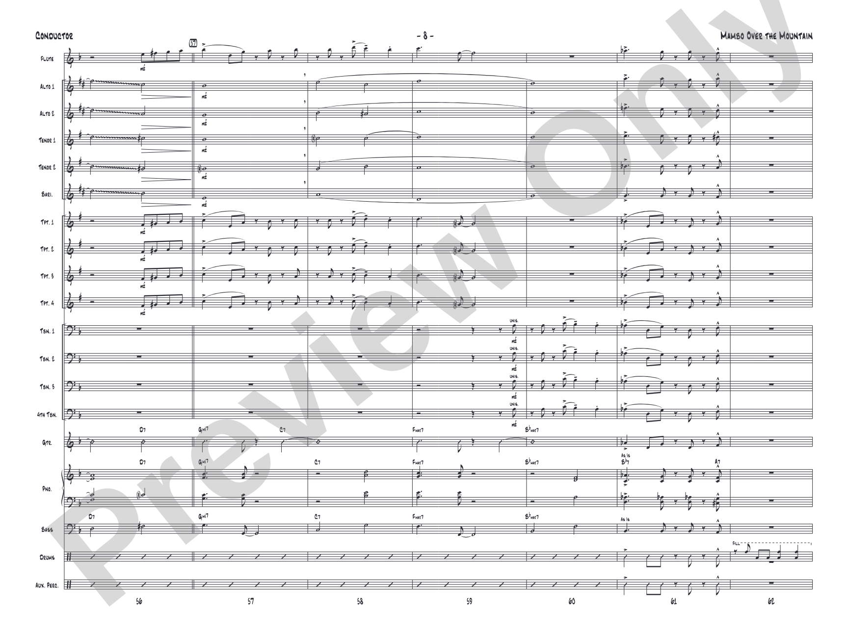 Mambo Over the Mountain: Jazz Ensemble Conductor Score & Parts