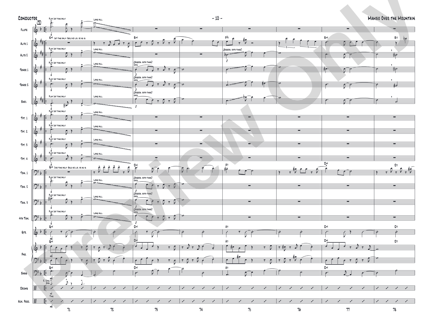Mambo Over the Mountain: Jazz Ensemble Conductor Score & Parts