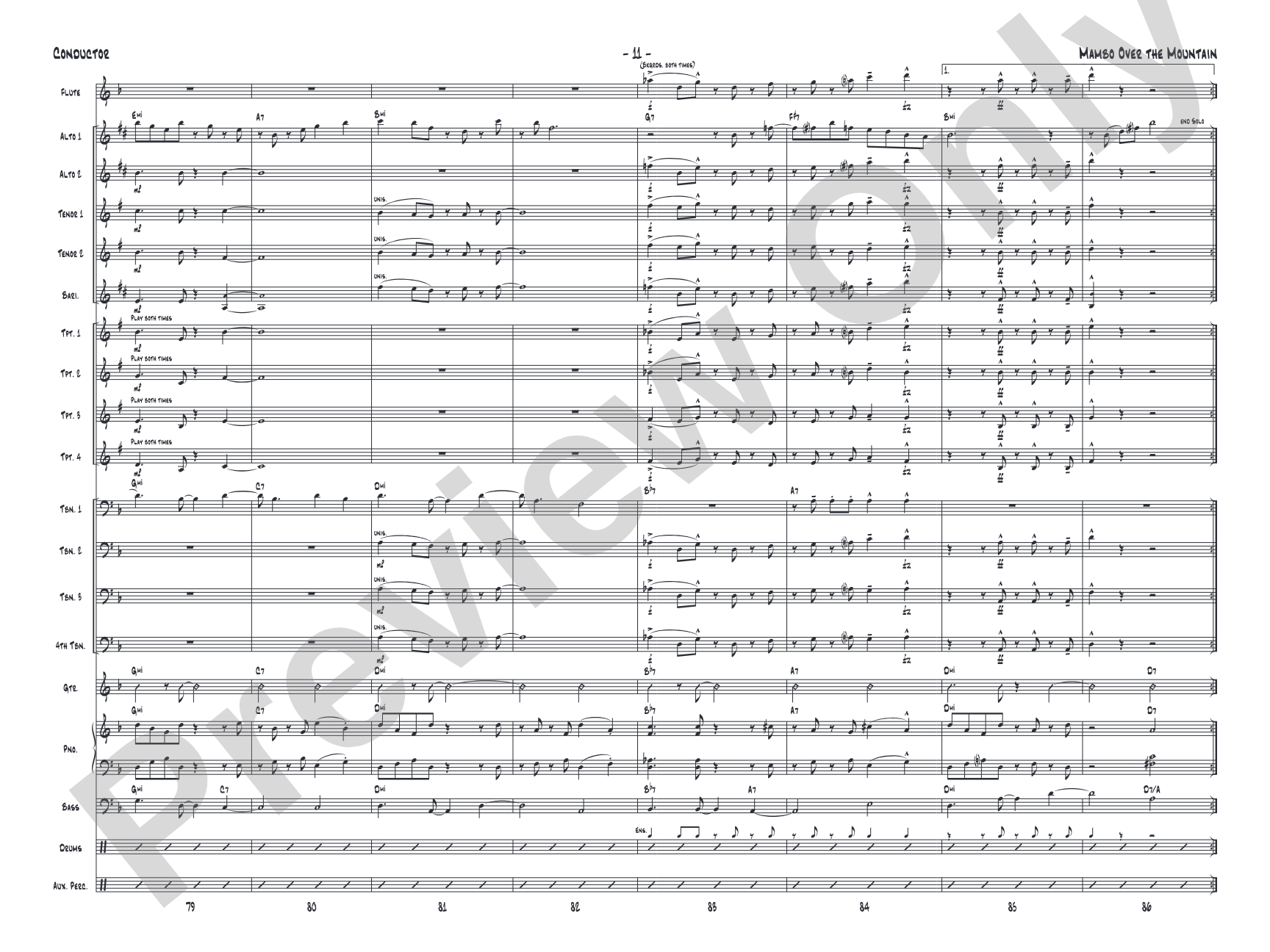 Mambo Over the Mountain: Jazz Ensemble Conductor Score & Parts