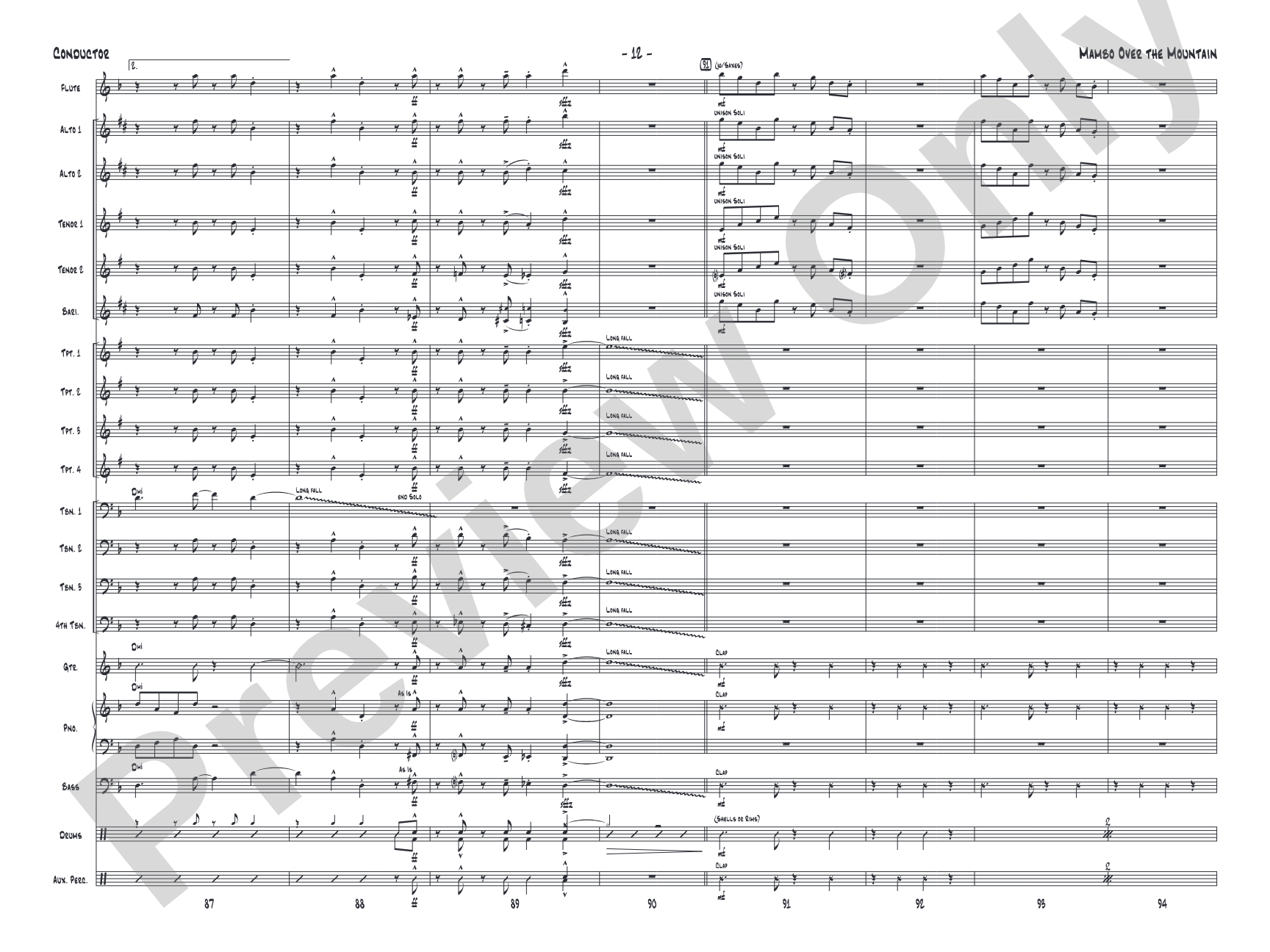 Mambo Over the Mountain: Jazz Ensemble Conductor Score & Parts