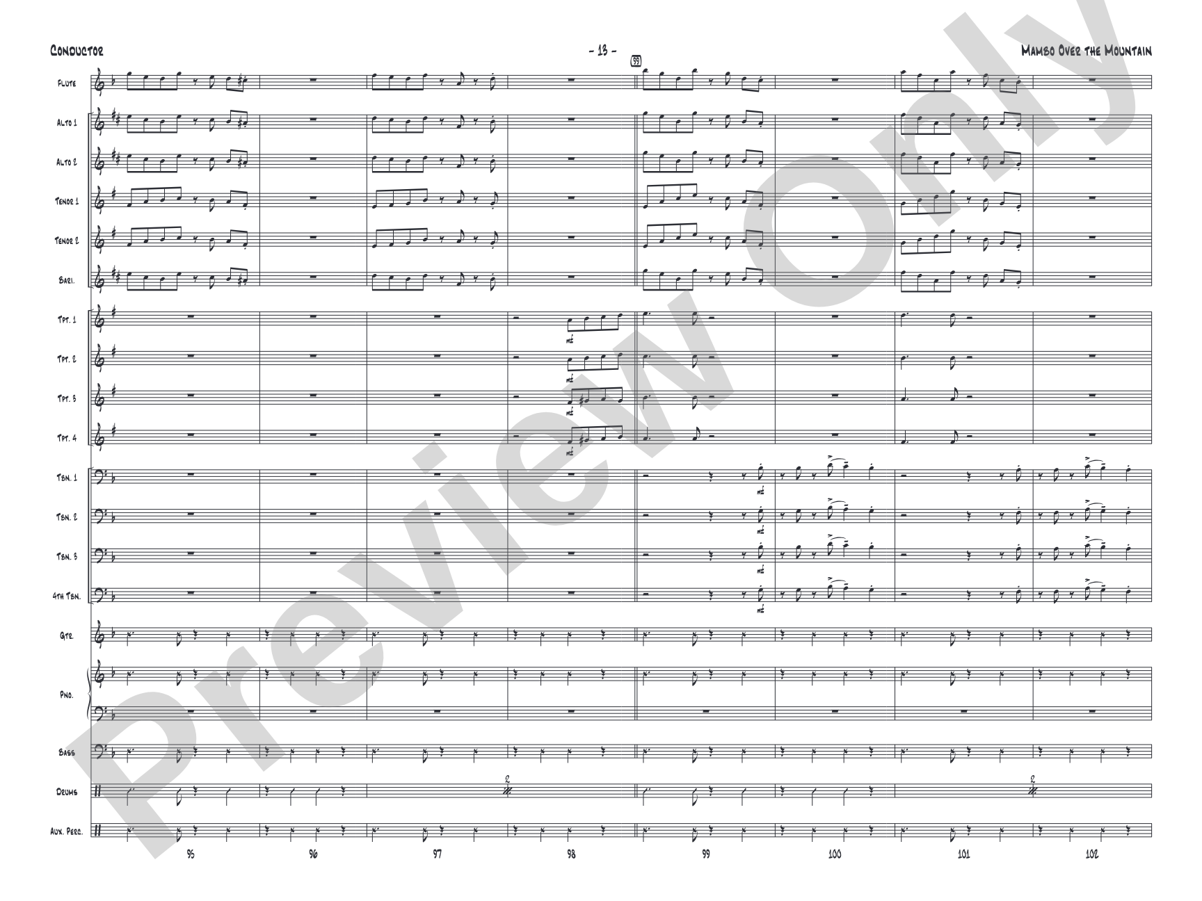 Mambo Over the Mountain: Jazz Ensemble Conductor Score & Parts
