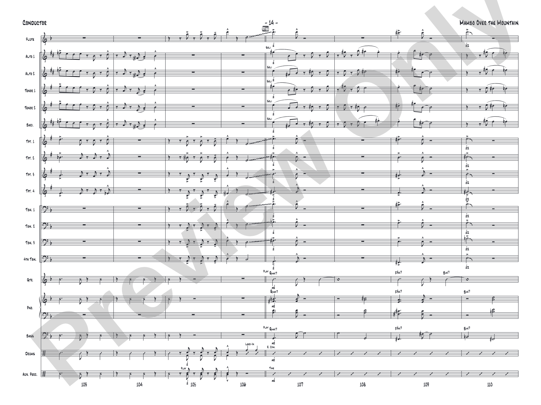 Mambo Over the Mountain: Jazz Ensemble Conductor Score & Parts