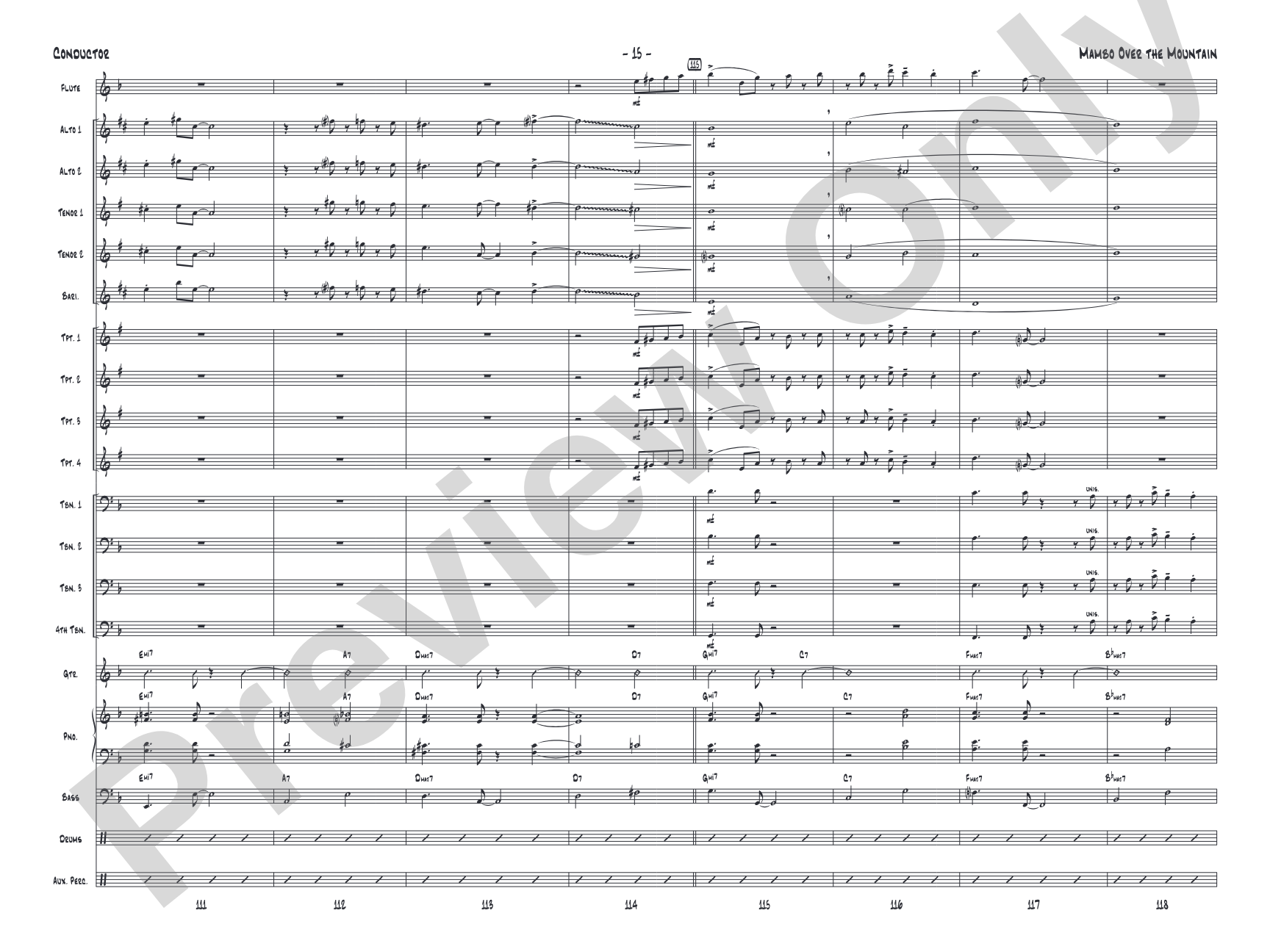 Mambo Over the Mountain: Jazz Ensemble Conductor Score & Parts