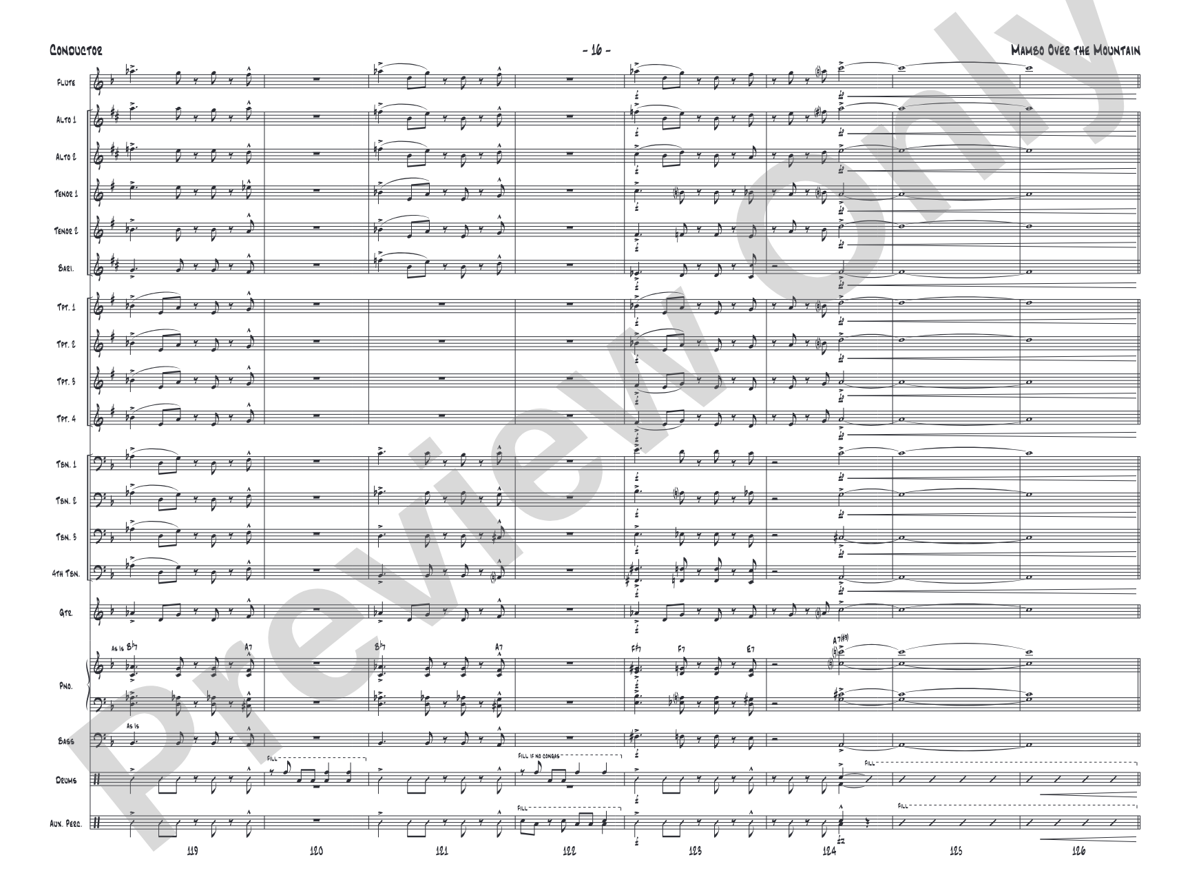 Mambo Over the Mountain: Jazz Ensemble Conductor Score & Parts