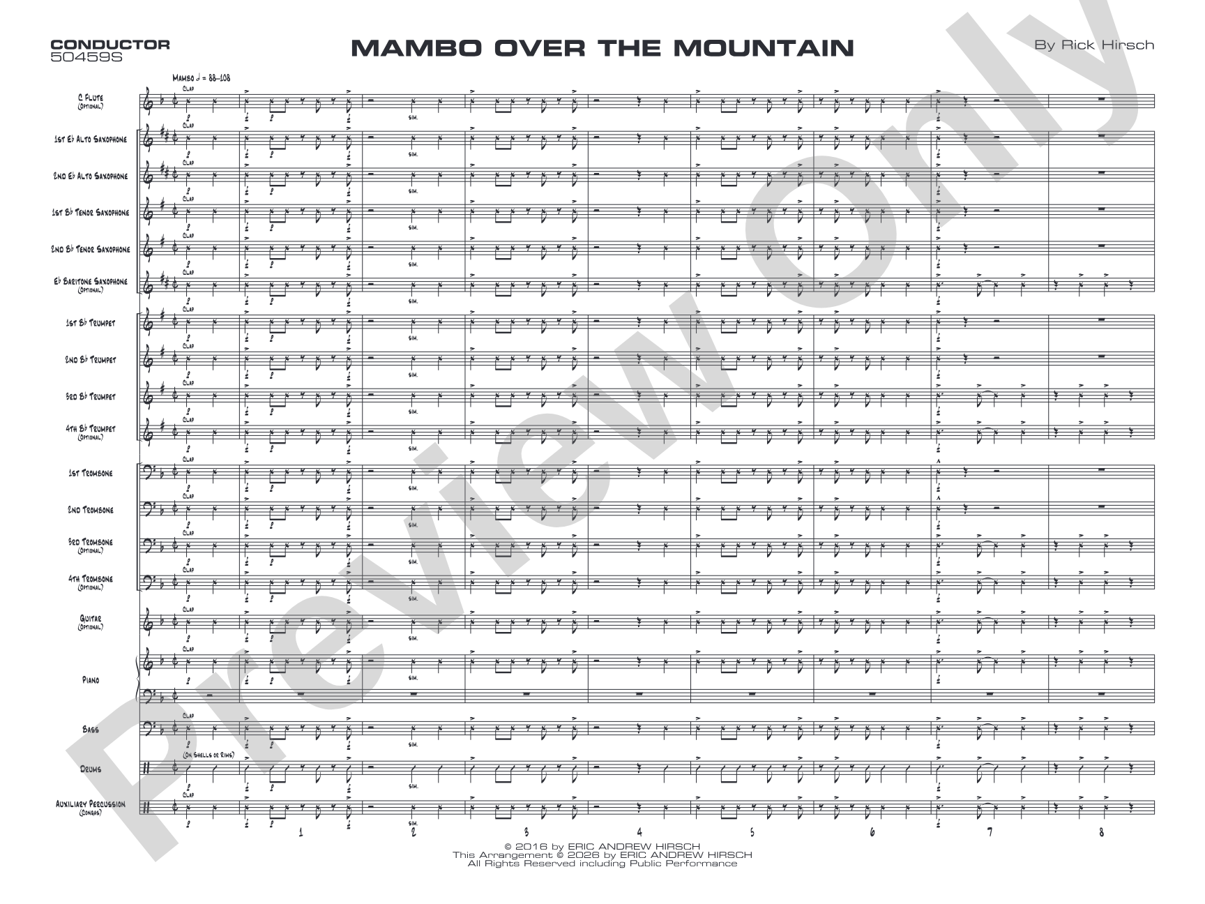 Mambo Over the Mountain: Jazz Ensemble Conductor Score & Parts