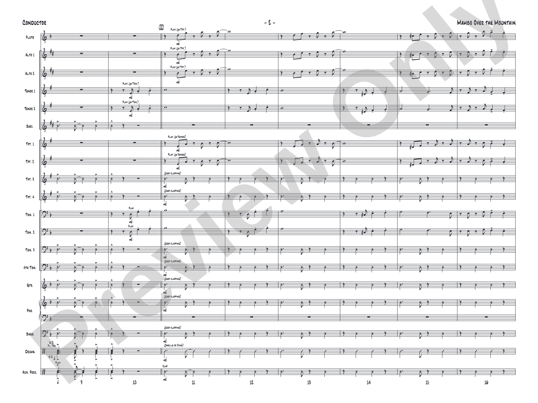 Mambo Over the Mountain: Jazz Ensemble Conductor Score & Parts