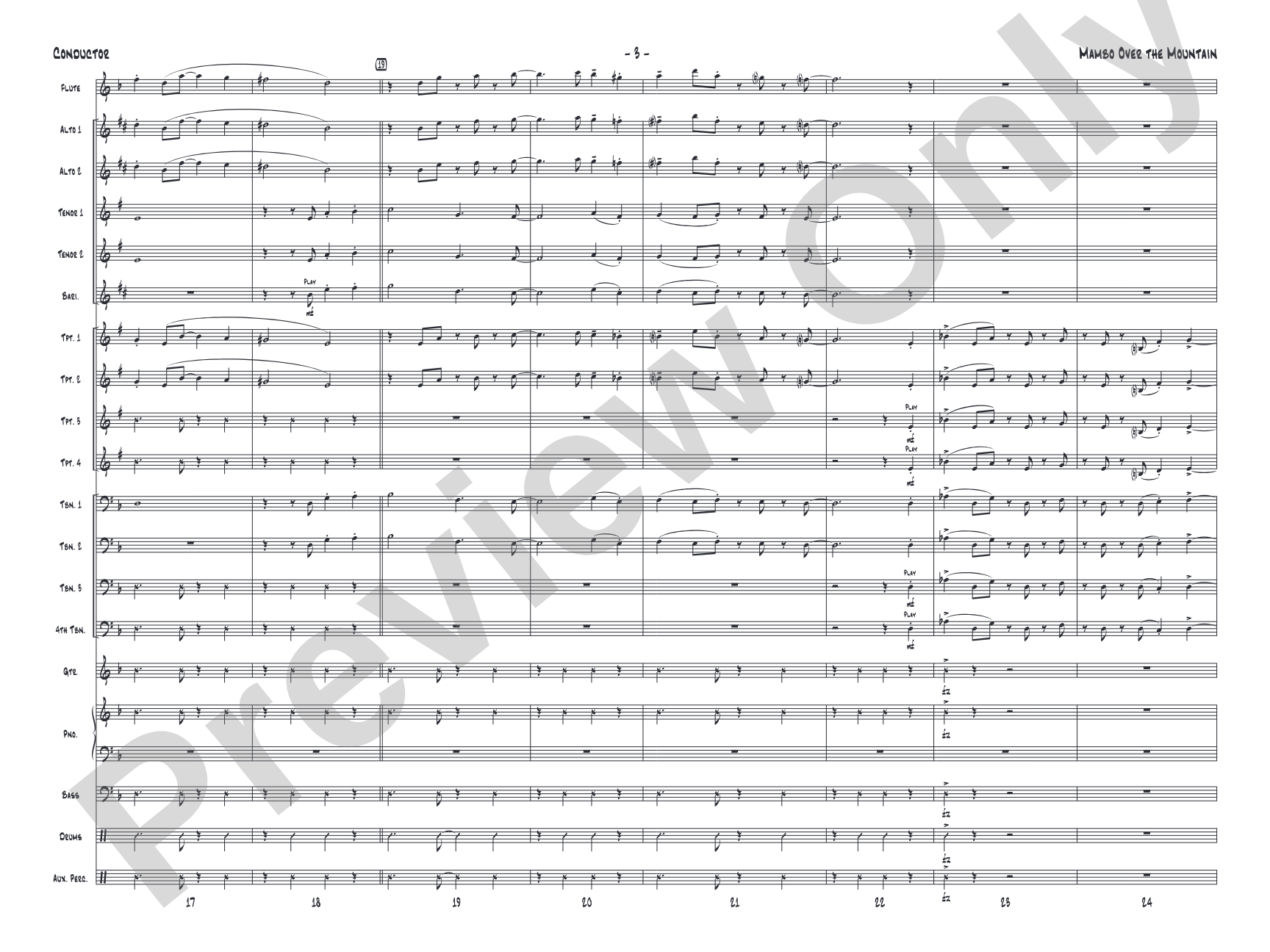 Mambo Over the Mountain: Jazz Ensemble Conductor Score & Parts