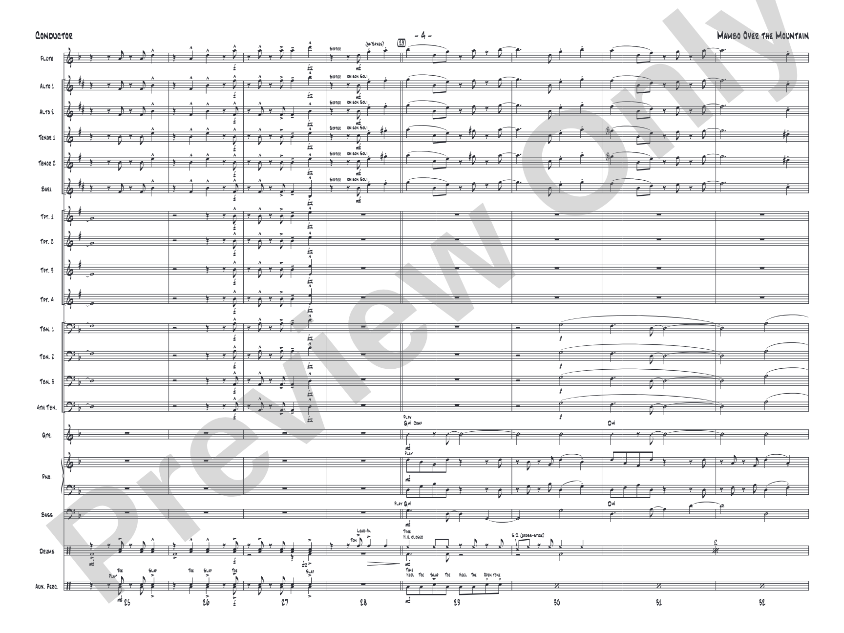 Mambo Over the Mountain: Jazz Ensemble Conductor Score & Parts
