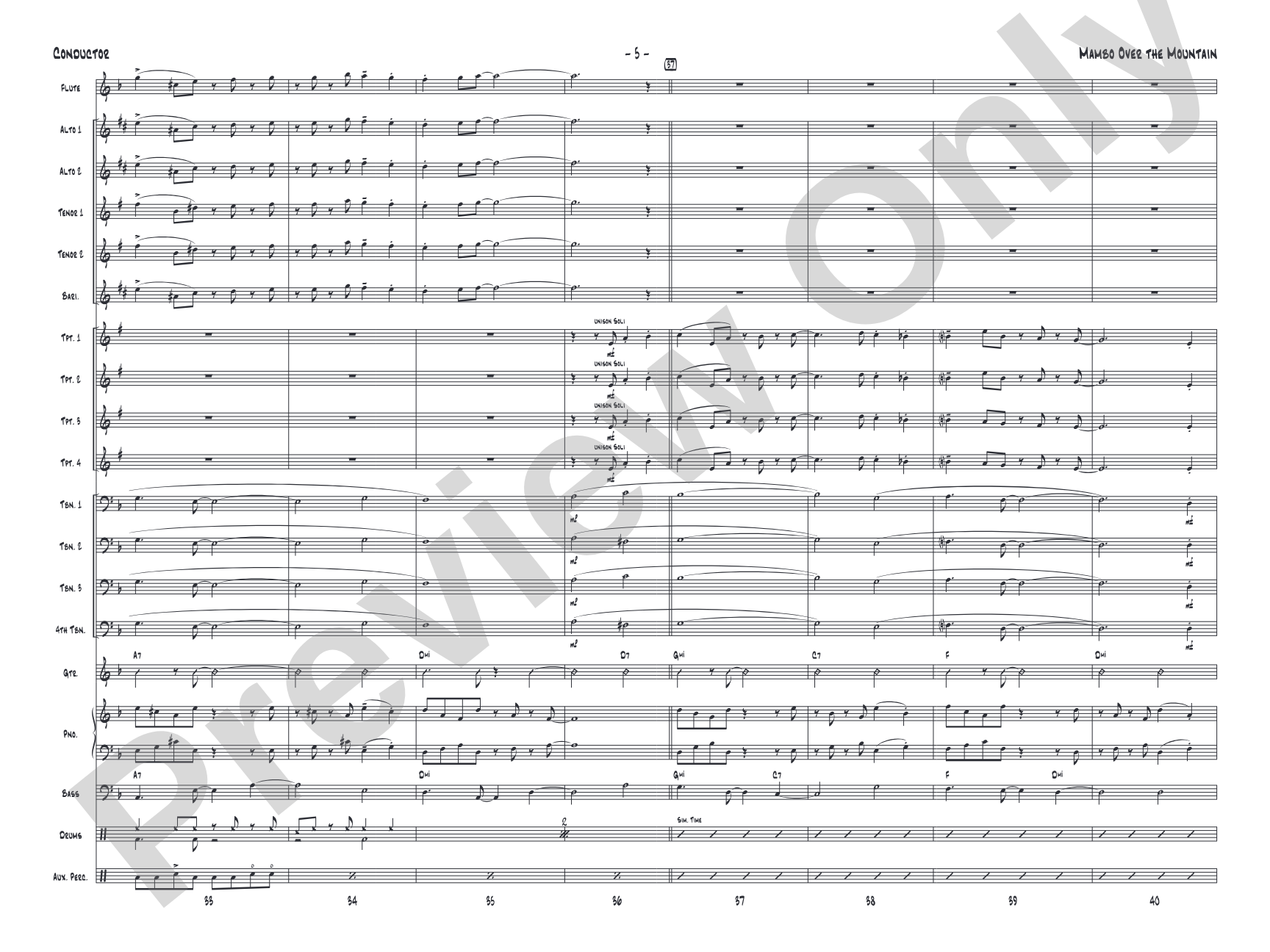 Mambo Over the Mountain: Jazz Ensemble Conductor Score & Parts