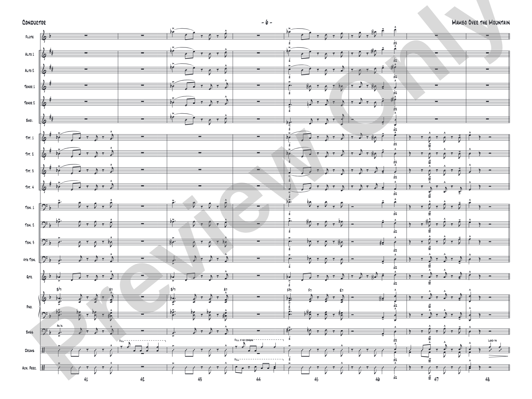 Mambo Over the Mountain: Jazz Ensemble Conductor Score & Parts