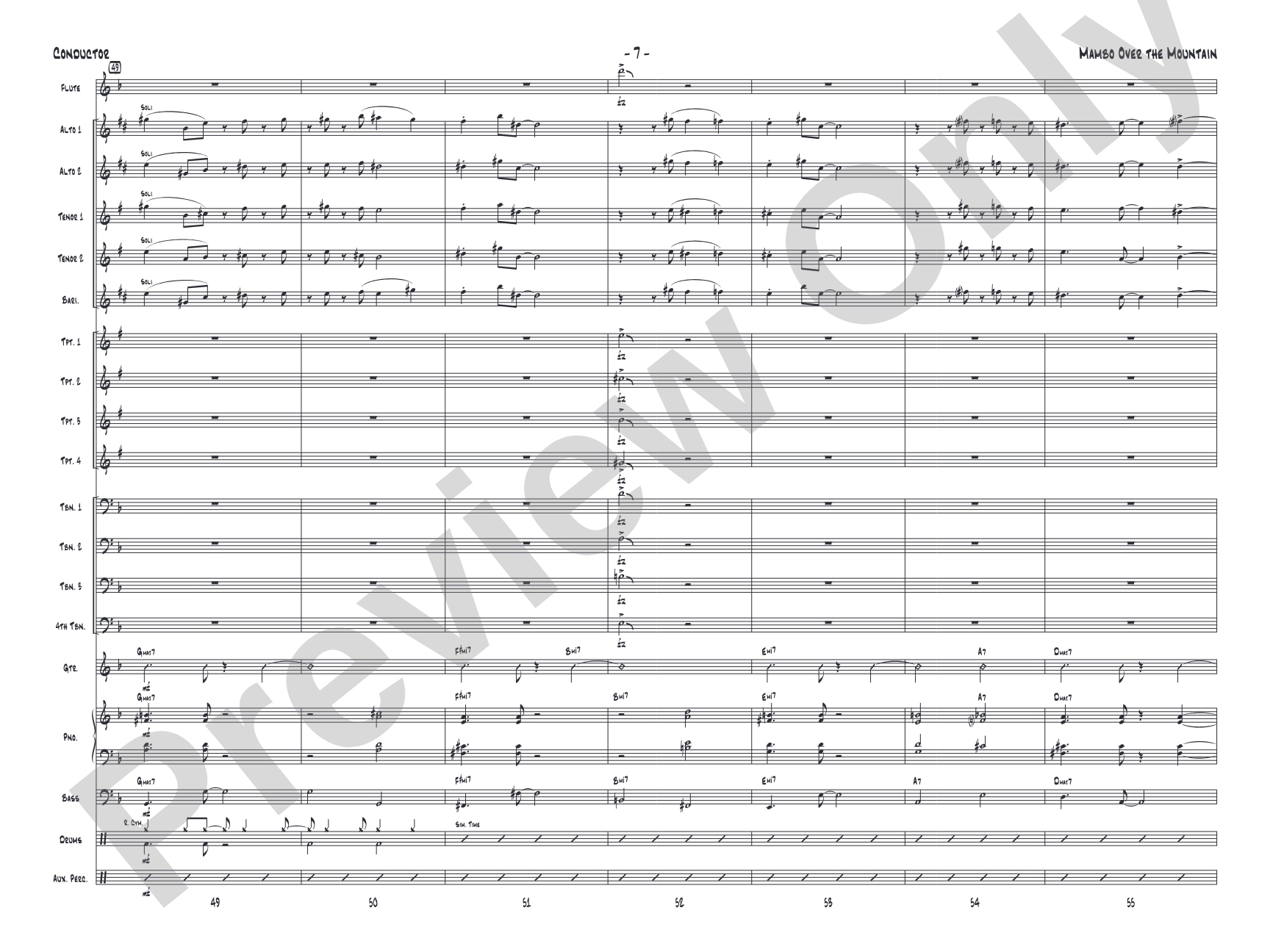 Mambo Over the Mountain: Jazz Ensemble Conductor Score & Parts