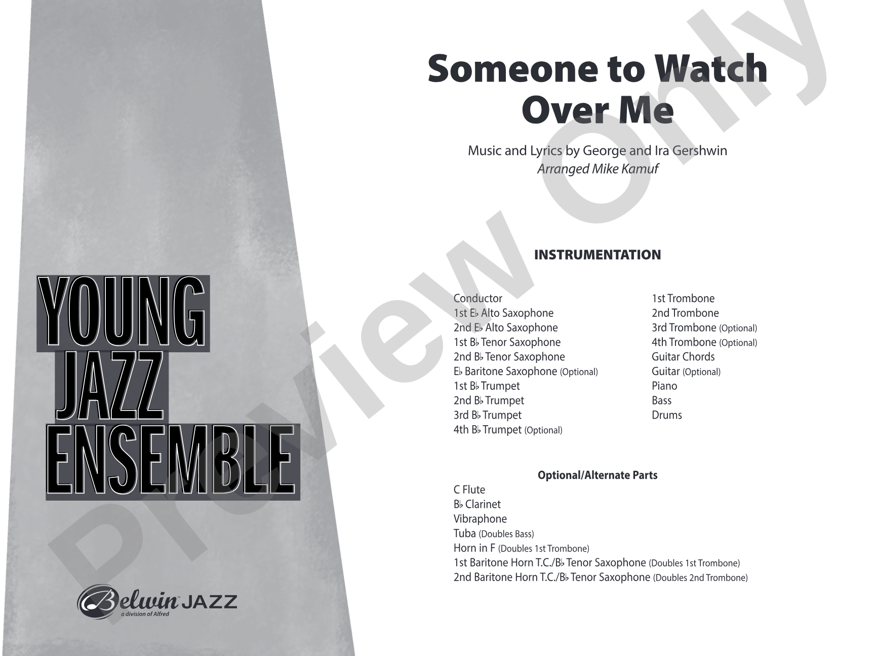 Someone to Watch Over Me: Jazz Ensemble Conductor Score & Parts