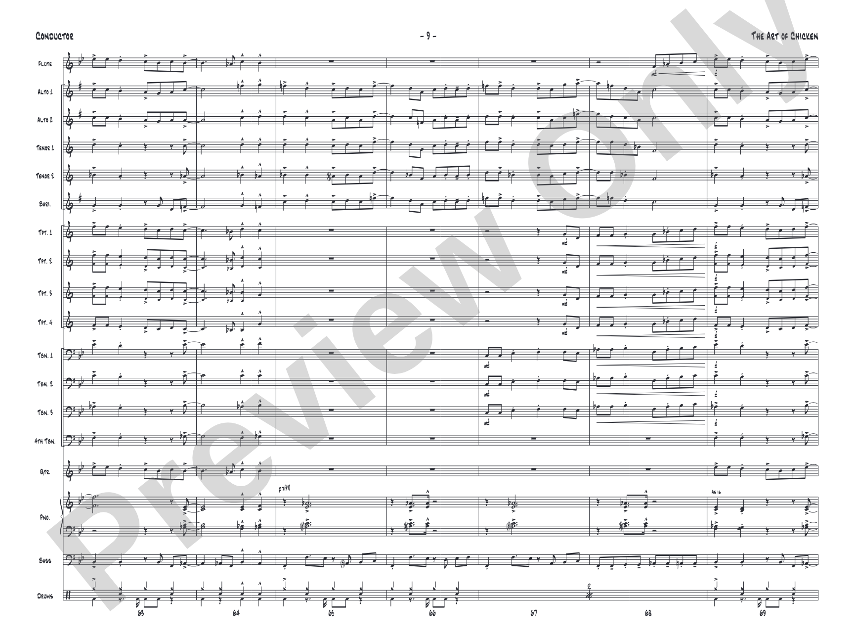 The Art of Chicken: Jazz Ensemble Conductor Score & Parts