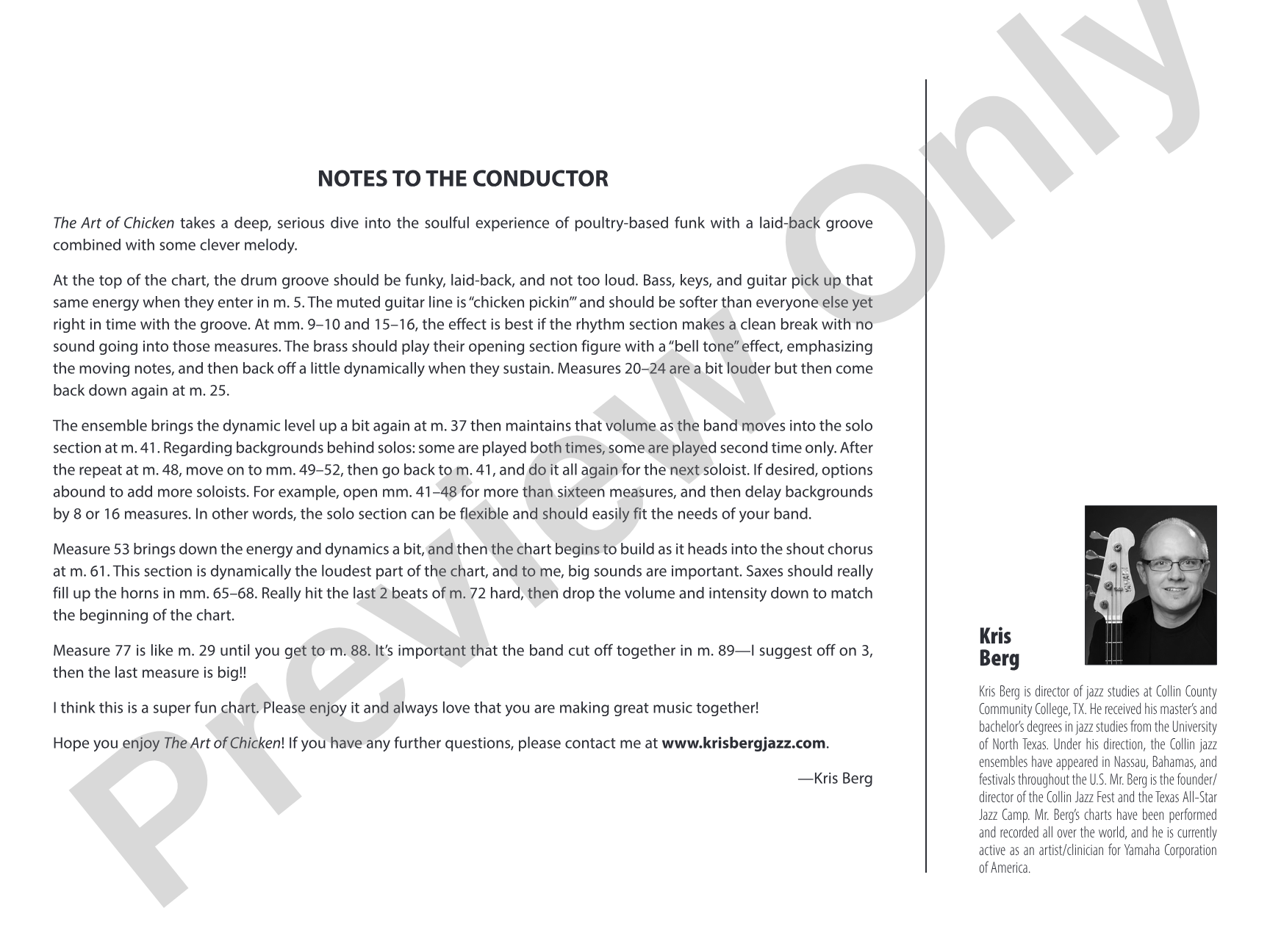The Art of Chicken: Jazz Ensemble Conductor Score & Parts