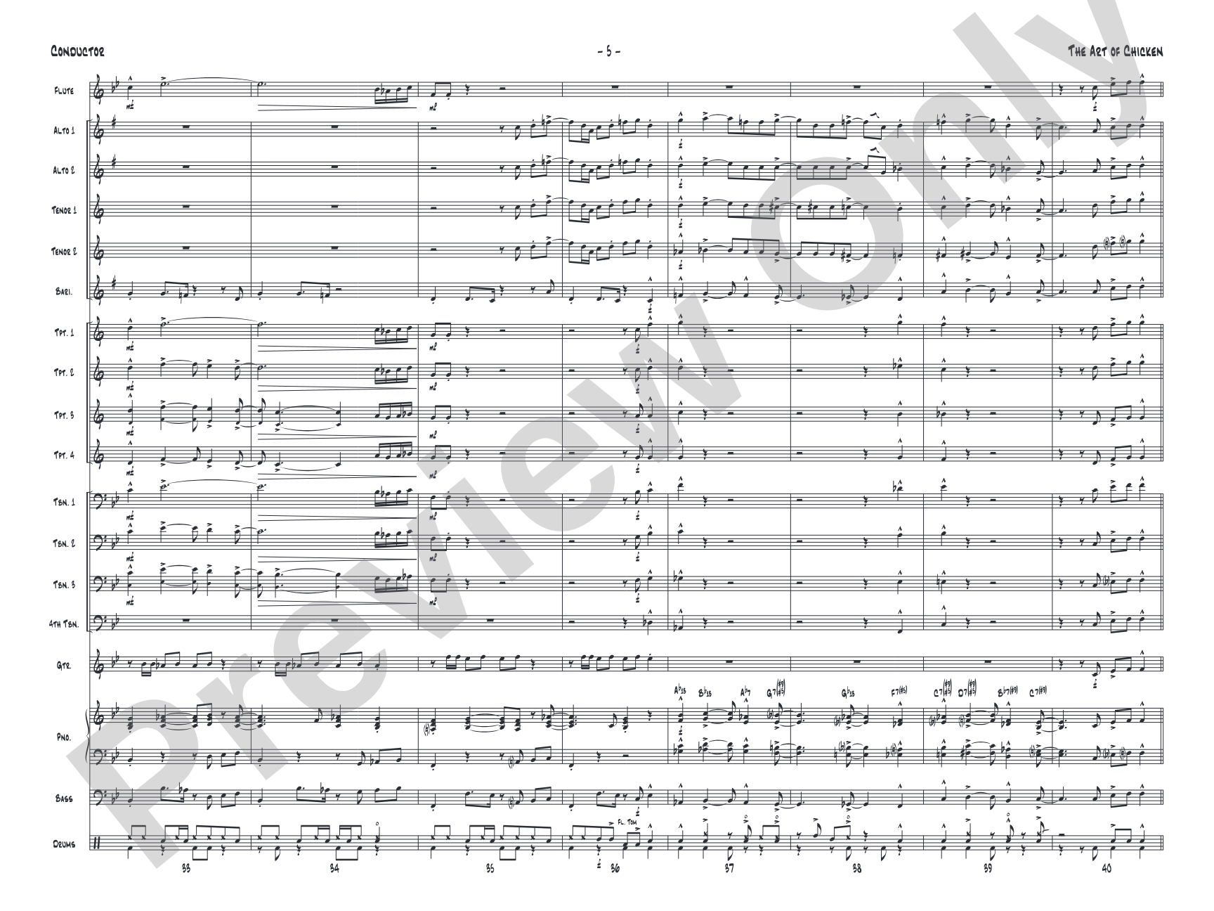 The Art of Chicken: Jazz Ensemble Conductor Score & Parts