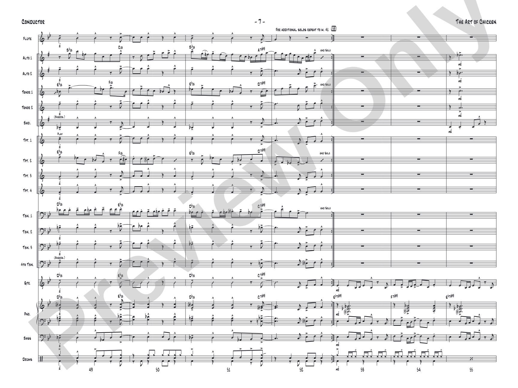 The Art of Chicken: Jazz Ensemble Conductor Score & Parts
