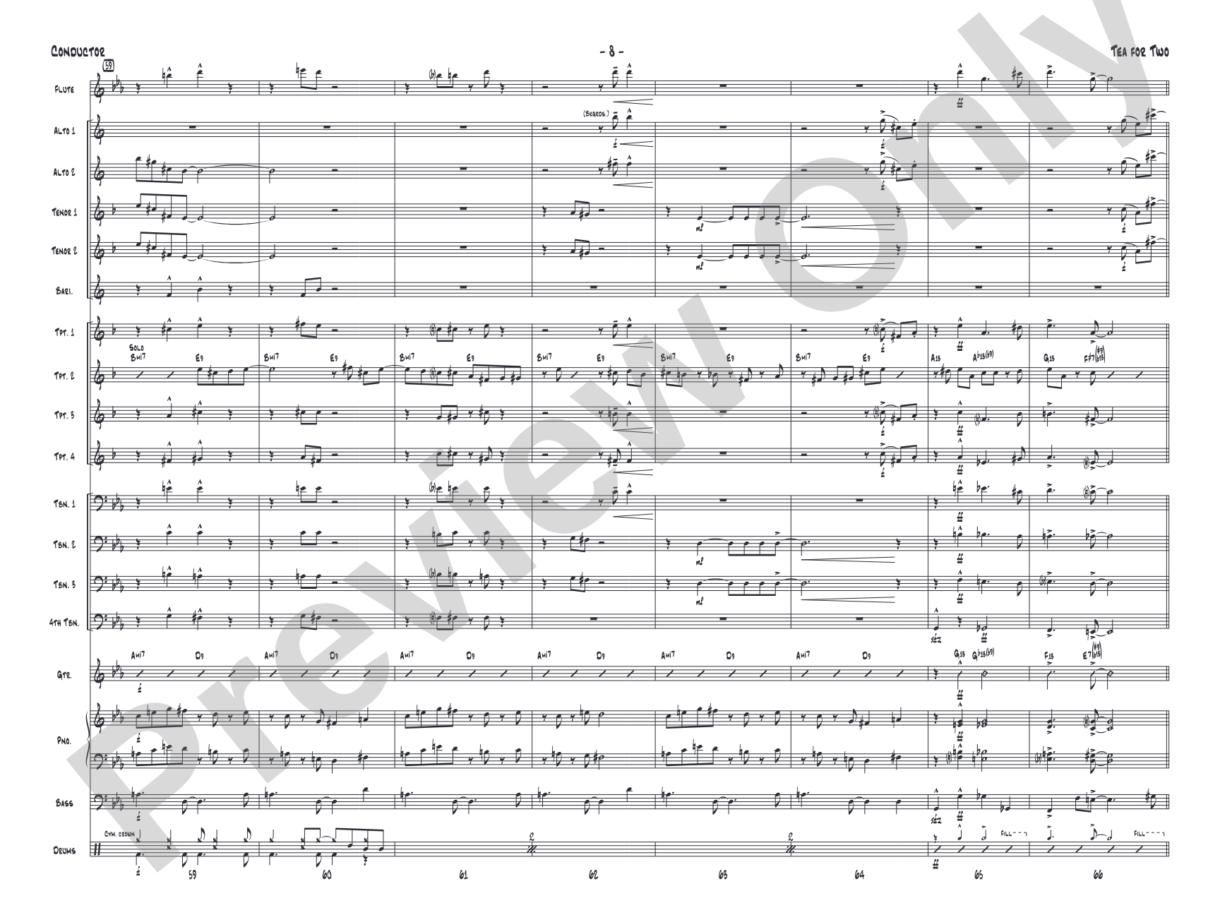 Tea for Two: Jazz Ensemble Conductor Score & Parts