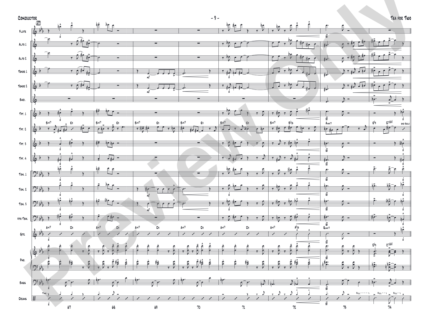 Tea for Two: Jazz Ensemble Conductor Score & Parts