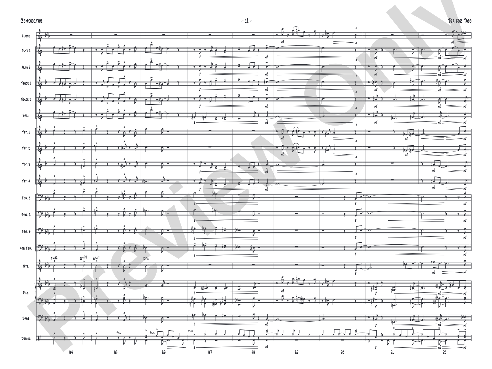 Tea for Two: Jazz Ensemble Conductor Score & Parts