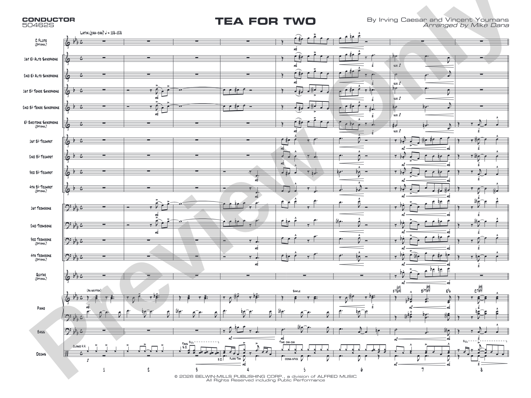 Tea for Two: Jazz Ensemble Conductor Score & Parts