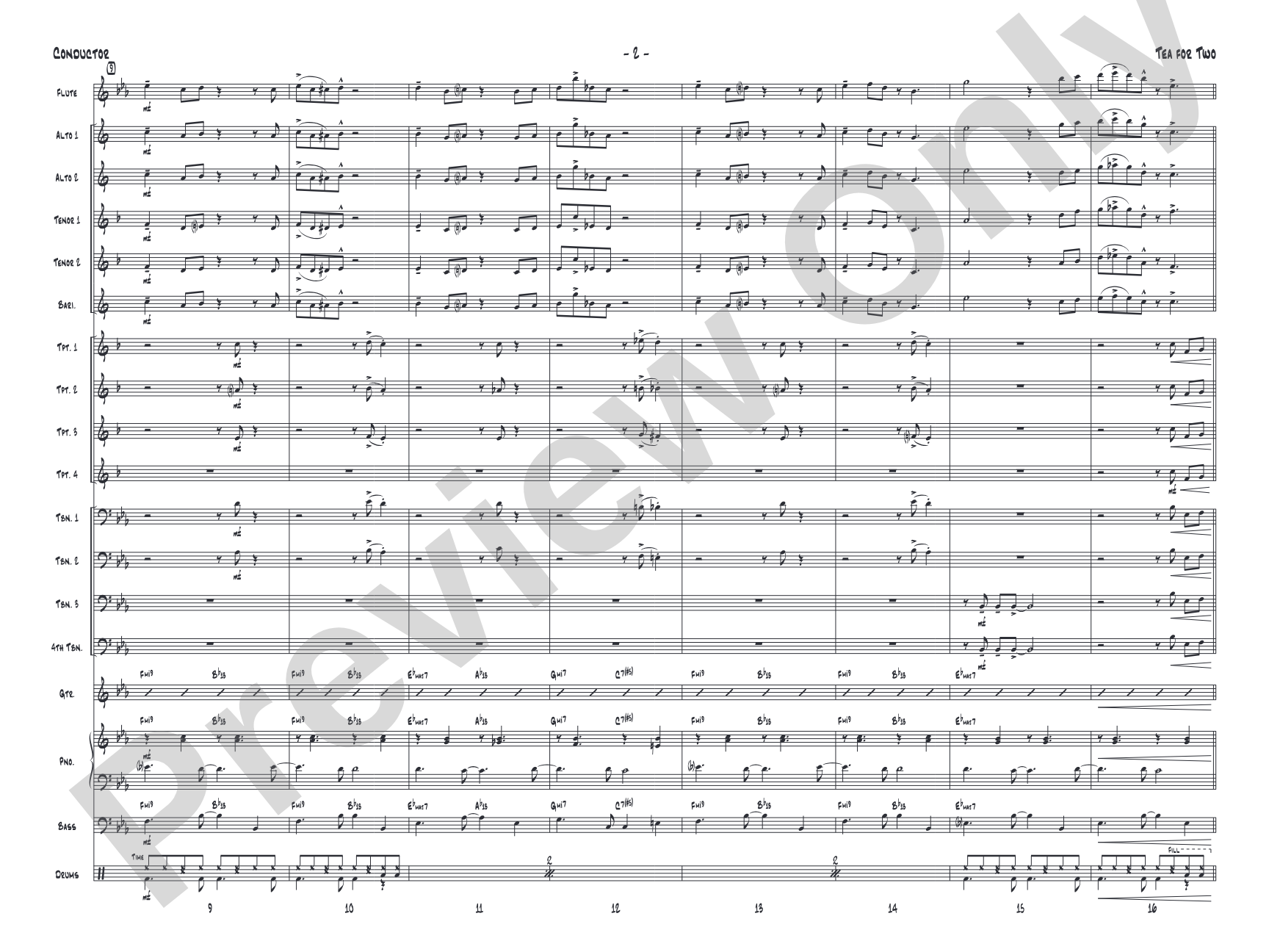 Tea for Two: Jazz Ensemble Conductor Score & Parts