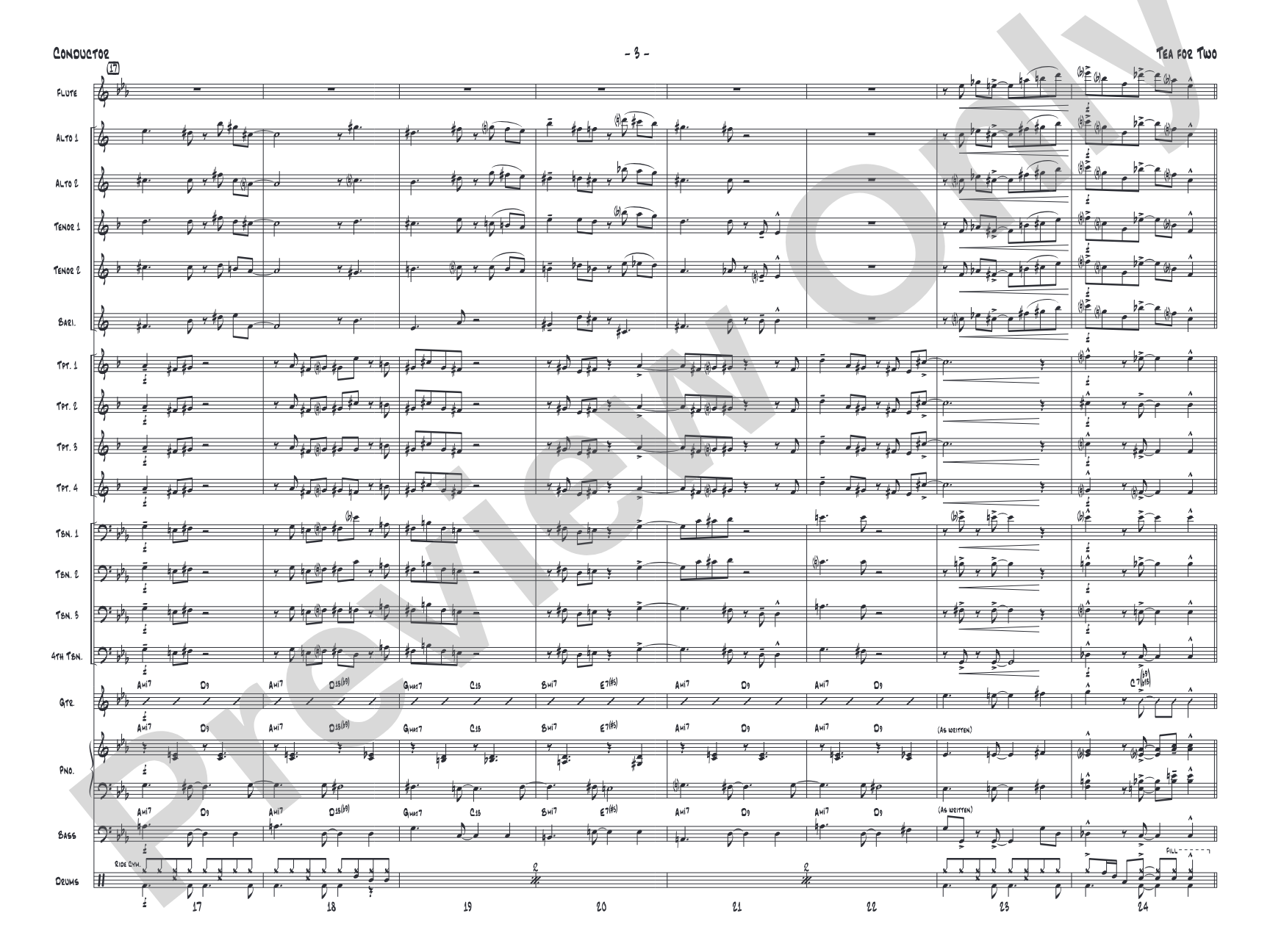 Tea for Two: Jazz Ensemble Conductor Score & Parts