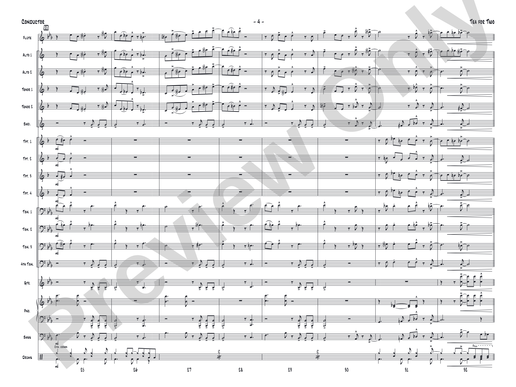 Tea for Two: Jazz Ensemble Conductor Score & Parts