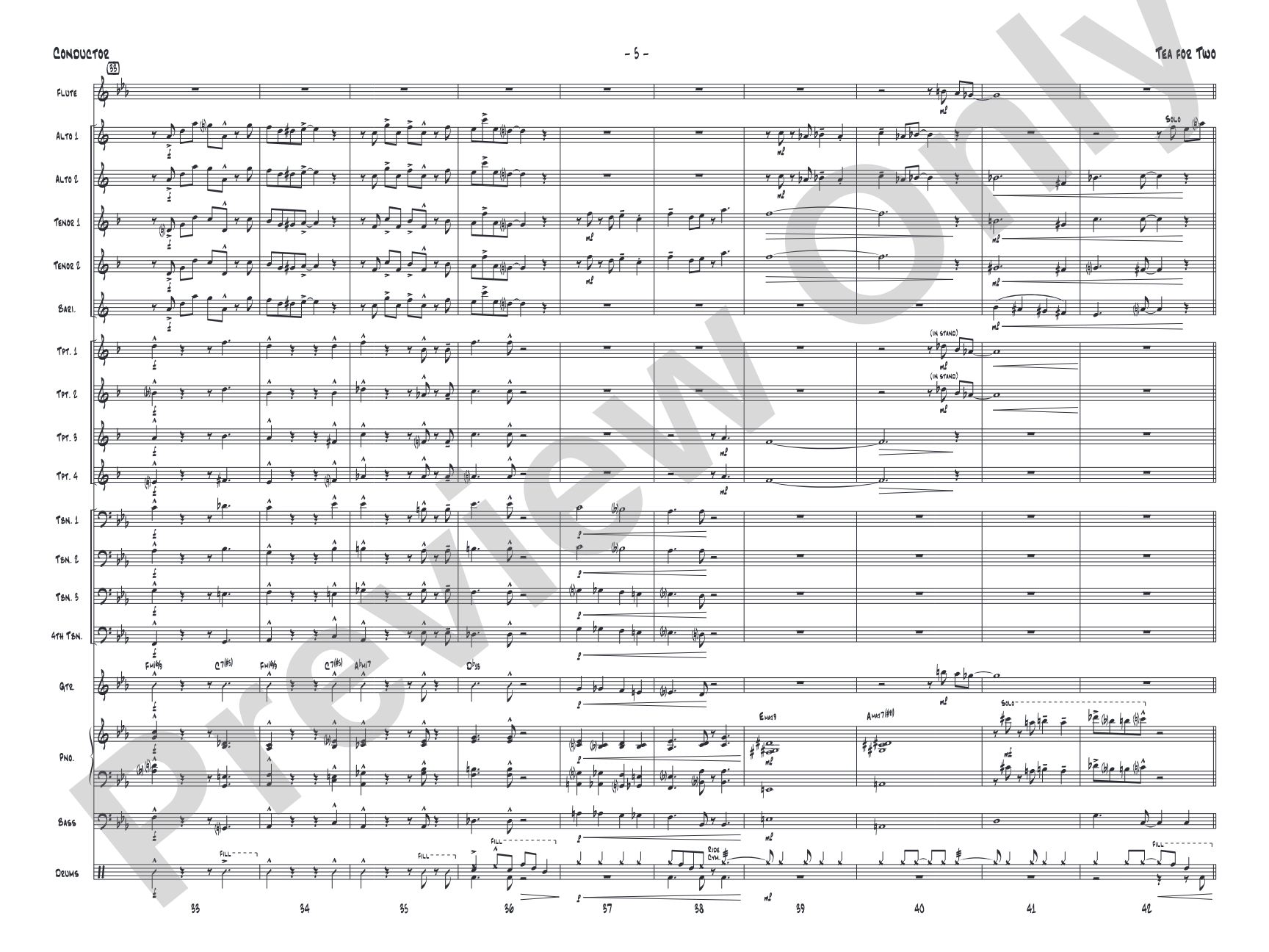 Tea for Two: Jazz Ensemble Conductor Score & Parts