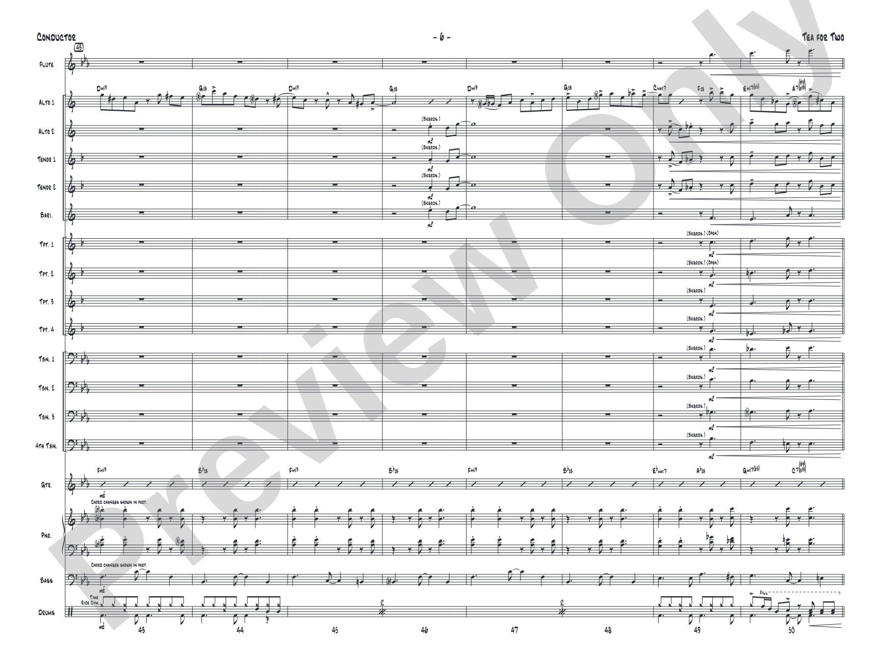 Tea for Two: Jazz Ensemble Conductor Score & Parts