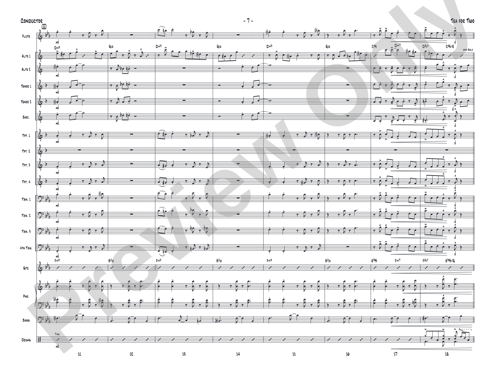 Tea for Two: Jazz Ensemble Conductor Score & Parts