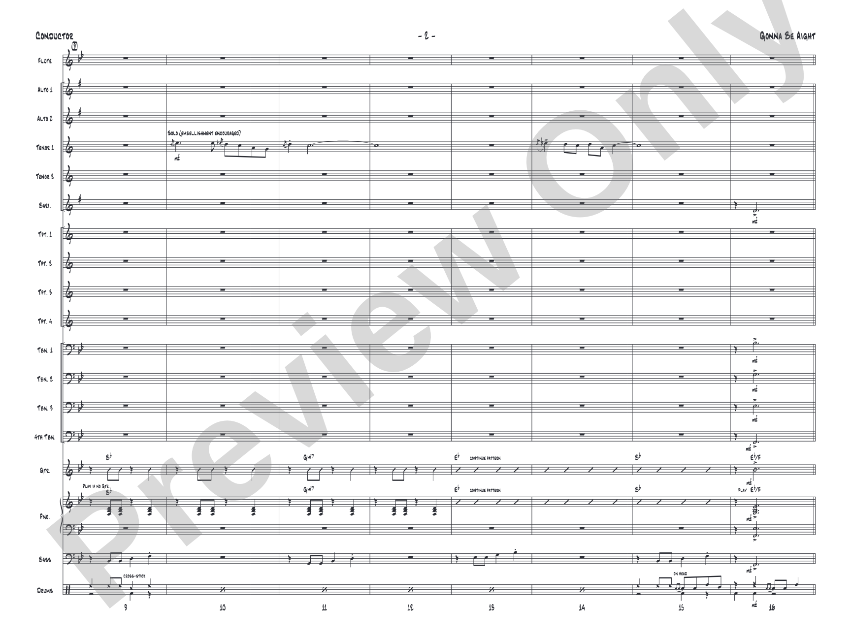 Gonna Be Aight: Jazz Ensemble Conductor Score & Parts